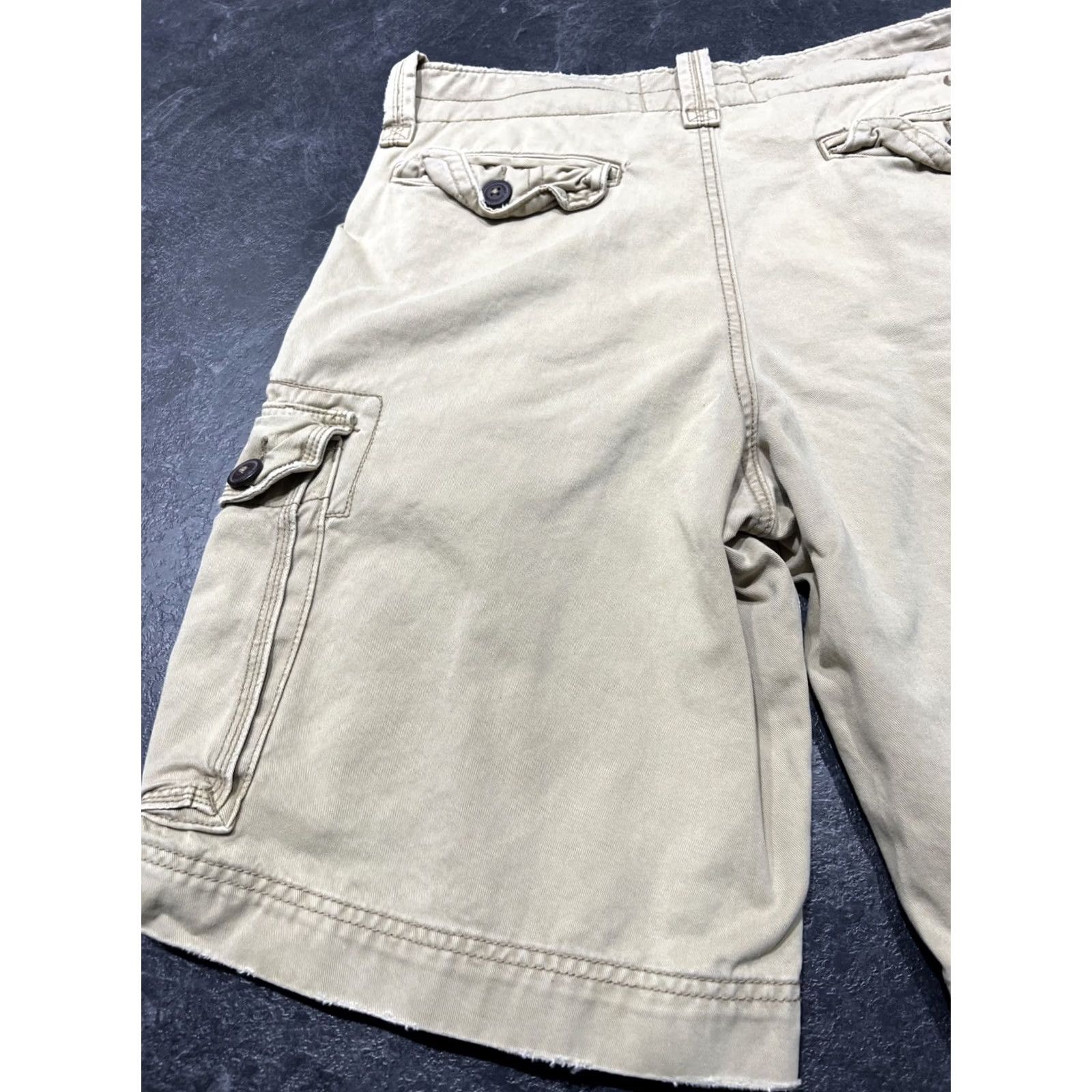 Vintage AMERICAN EAGLE Cargo Shorts Mens Size 32 Tan Brown Cotton Flat Front Belt Loops 9in Inseam Regular Modern Casual Vintage: No Size US 32 / EU 48 - 3 Thumbnail