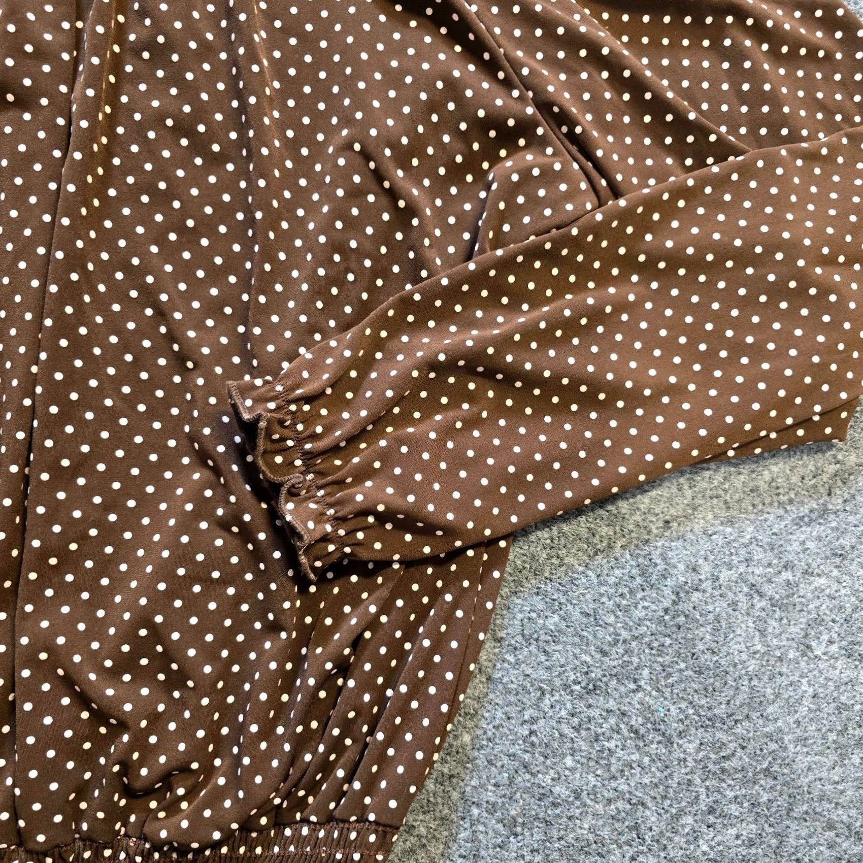 Vintage Acorn Top Womens L Brown White Polka Dot Long Sleeve Blouse Casual Capsule Regular Fit Cotton Square Neck Pullover Shirt Size L / US 10 / IT 46 - 3 Thumbnail