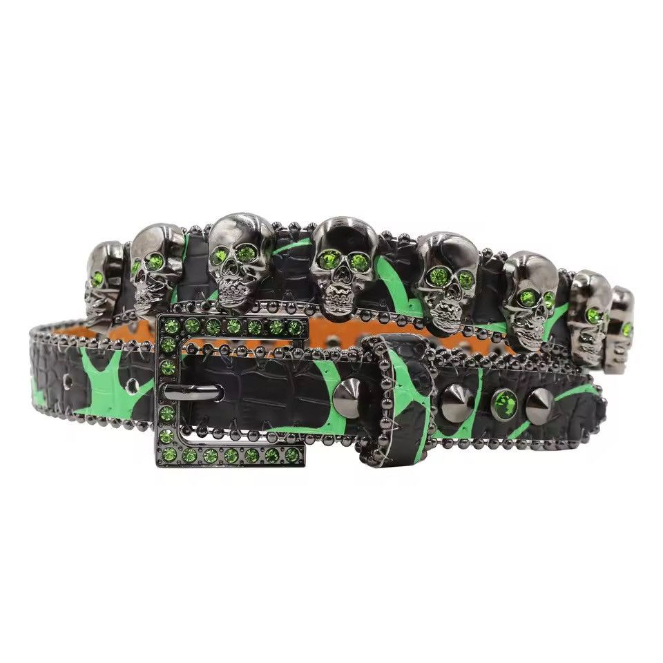 Other Skull Rivet PU Leather Belt 105 cm Size 36 - 1 Thumbnail