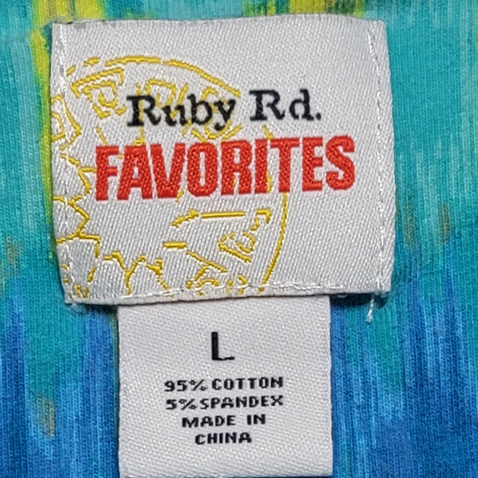 Other Ruby Rd. Blue Yellow White Abstract Print V Neck Top Large Size L / US 10 / IT 46 - 4 Thumbnail
