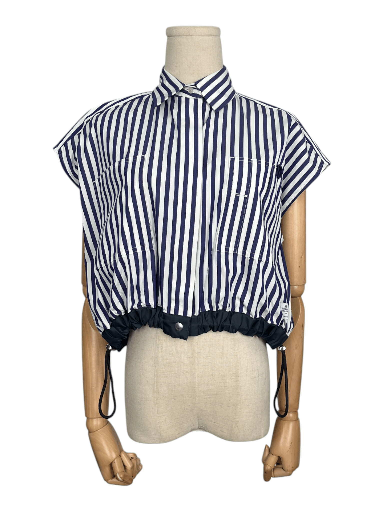 Sacai Sacai Blue Stripe Sleeveless Top With Drawstrings End Size S / US 4 / IT 40 - 1 Thumbnail