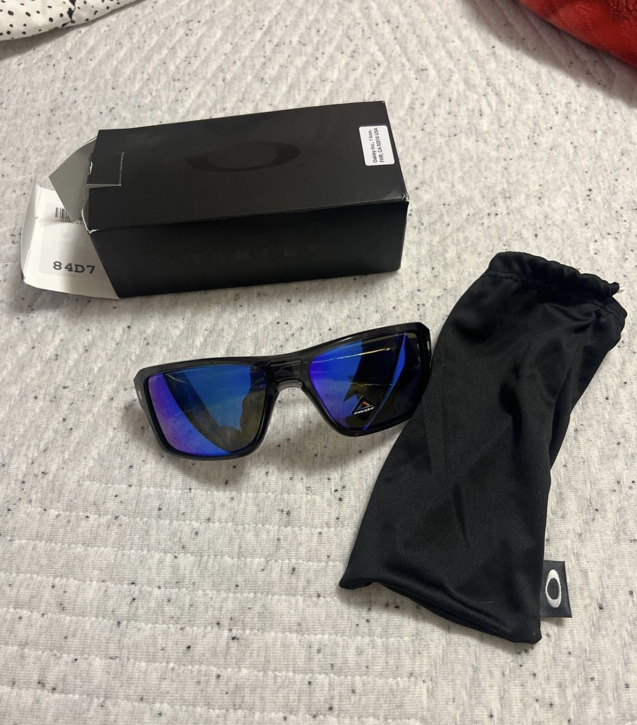 image of Oakley Double Edge Greysmokeglassessapphire Polarized Lenses in Black, Men's