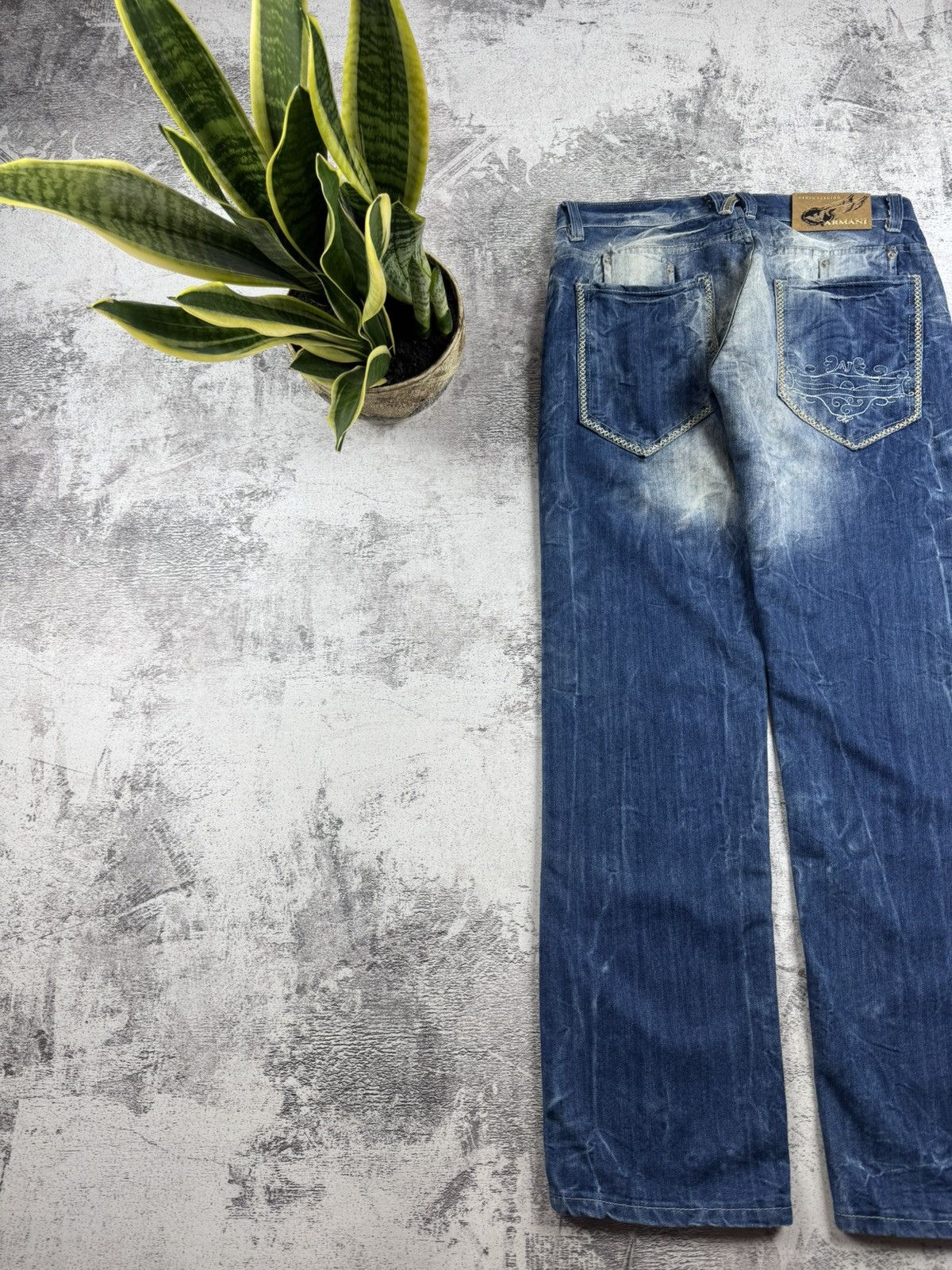 Armani Armani Vintage Faded 33/33 Blue Hip Hop Rap Distressed Jeans Pants Trousers Size US 33 - 4 Thumbnail