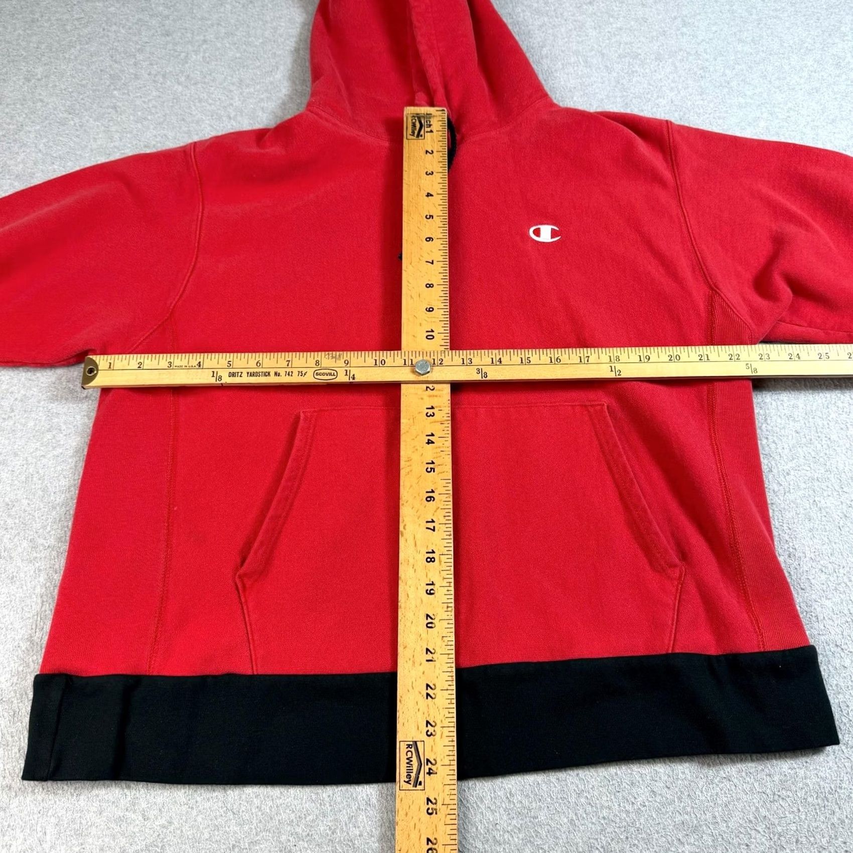 Champion Champion Reverse Weave Hoodie Mens Large Red Black Pullover Fleece Sweatshirt Size US L / EU 52-54 / 3 - 7 Thumbnail