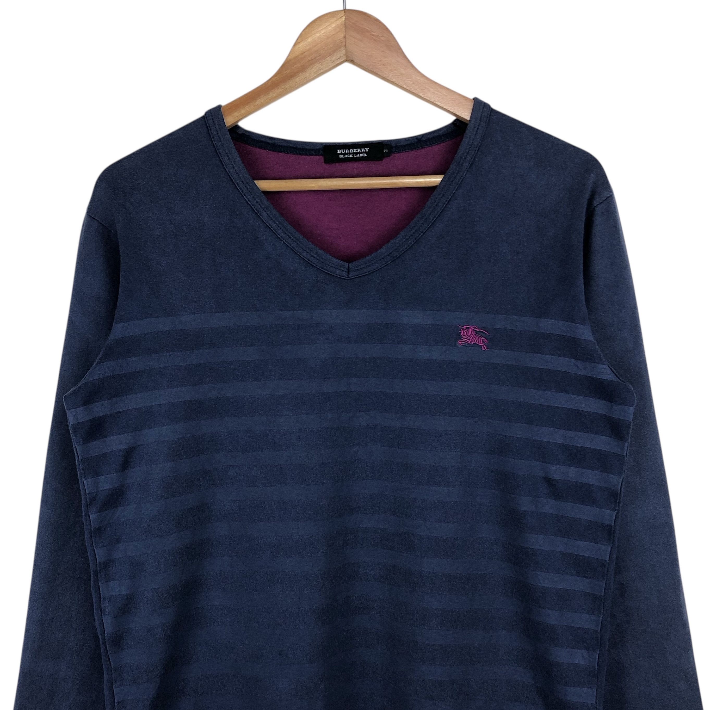 Burberry Burberry Black Label V-Neck Long Sleeve Stripe Tee S Size US S / EU 44-46 / 1 - 3 Thumbnail