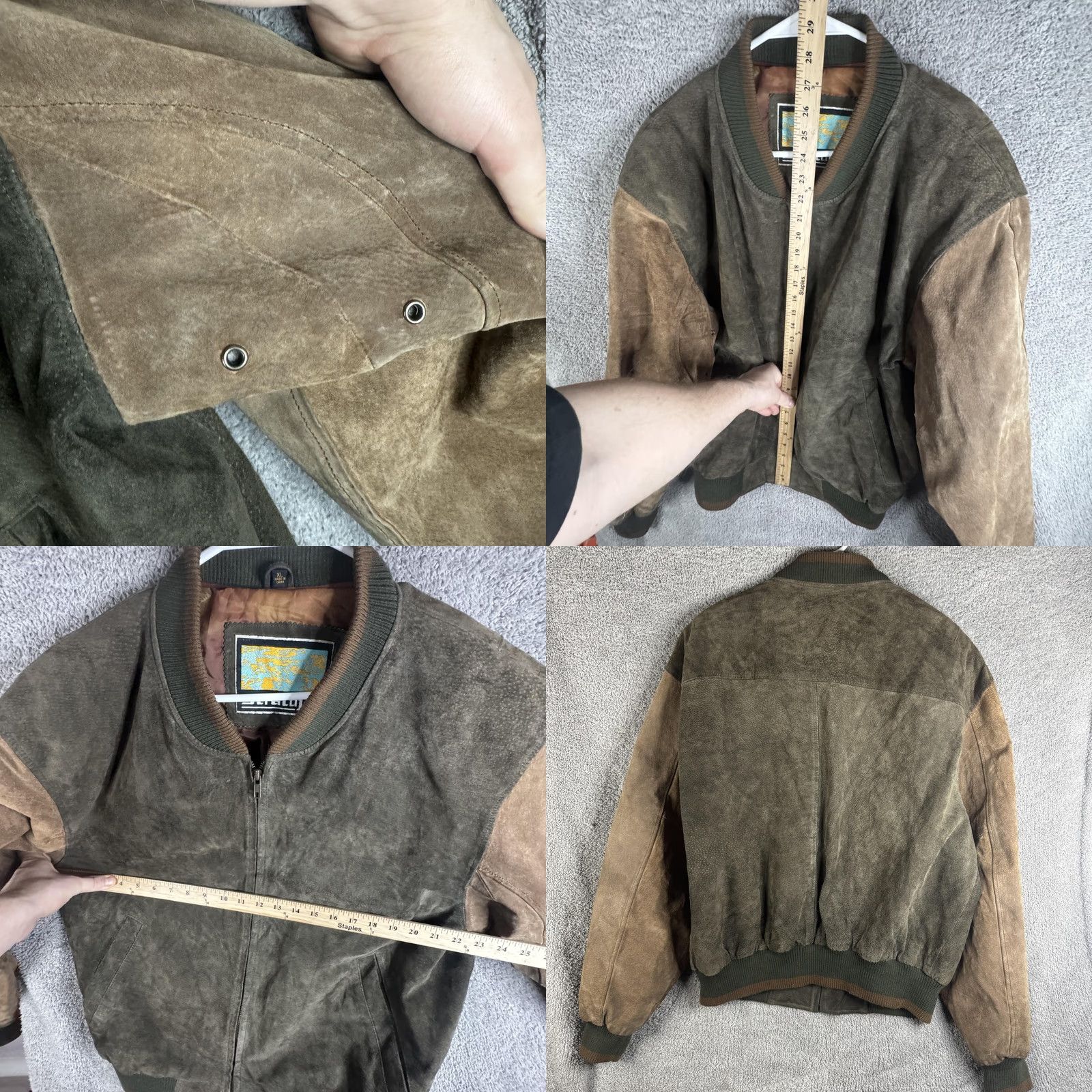 Vintage Stratojac Jacket Mens XL Brown Green Leather Bomber Full Zip Insulated Outdoor Size US XL / EU 56 / 4 - 9 Thumbnail