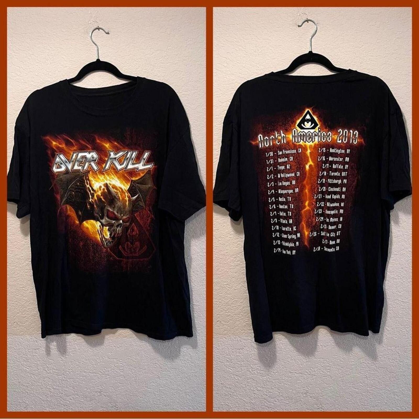 Post Overalls Overkill North America 2013 Tour Black Graphic T-Shirt Size ONE SIZE - 1 Thumbnail