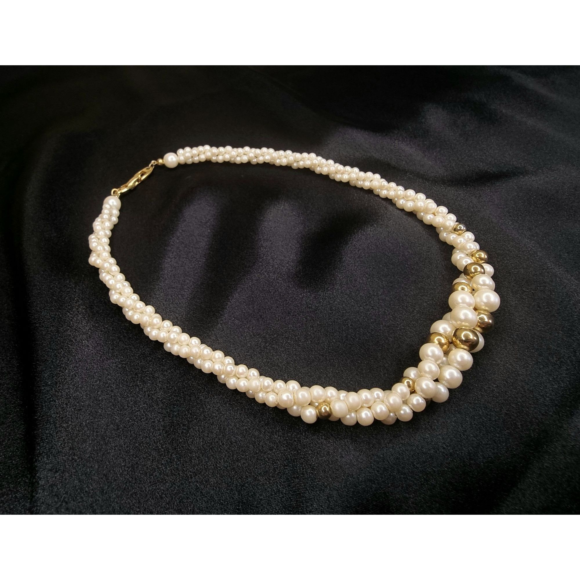 Vintage Vintage Napier Double-Strand Faux Pearl & Gold-Tone Beaded N Size ONE SIZE - 5 Thumbnail