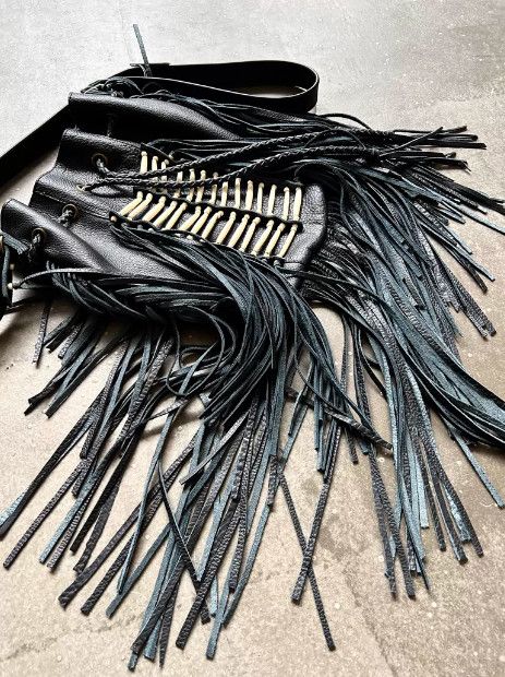 GOA GOA Early Handmade Beaded Fringe Leather Bag Size ONE SIZE - 4 Thumbnail