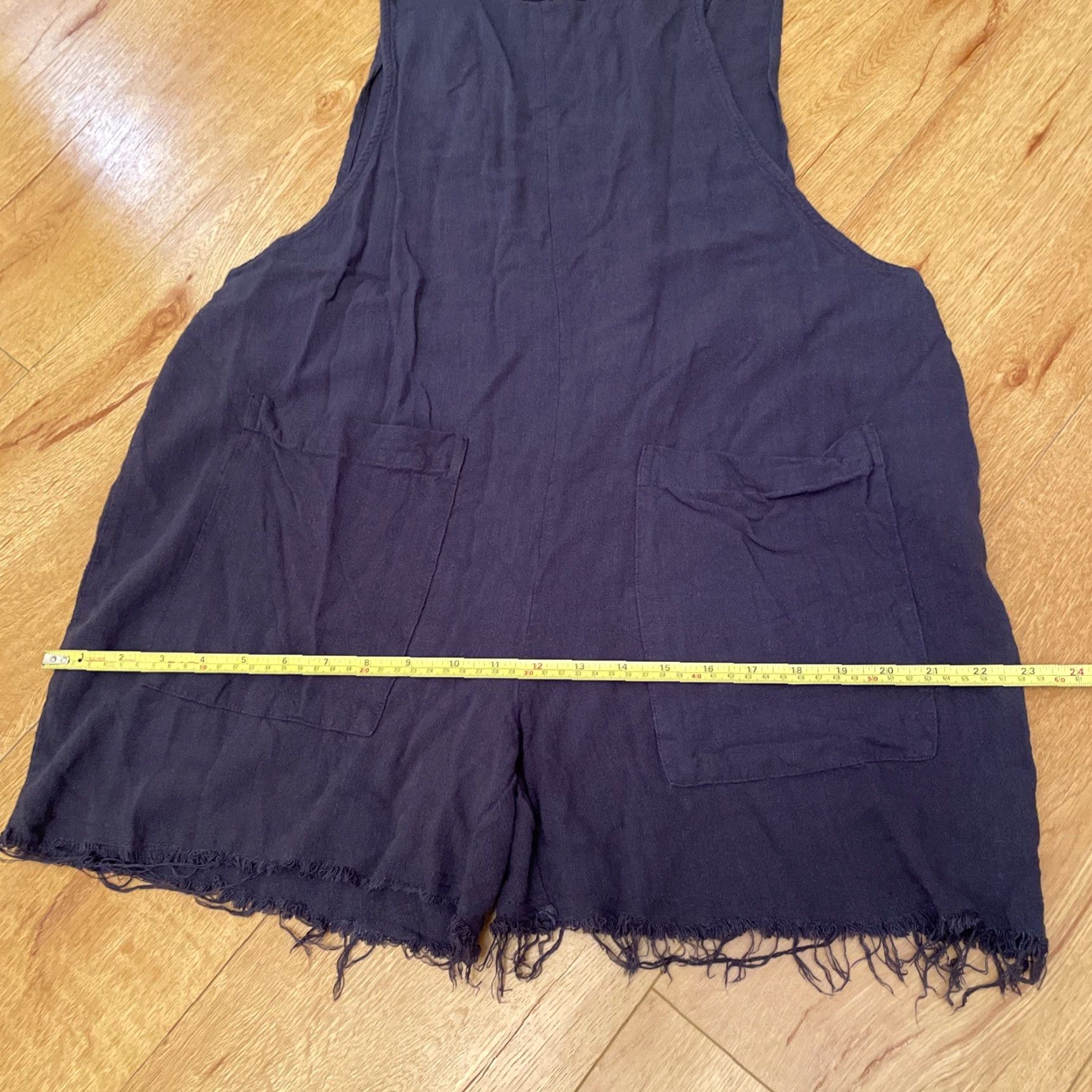 Vintage Natural Life Carly Overall Shorts Large Tie Front Navy Linen Blend Boho Casual Women Large Tie Front Shorts Size 36" / US 14 / IT 50 - 4 Thumbnail