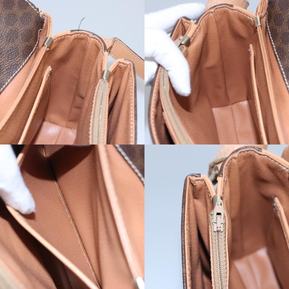 Celine CELINE Macadam Canvas Shoulder Bag Pvc Leather Brown Gold Size ONE SIZE - 13 Thumbnail