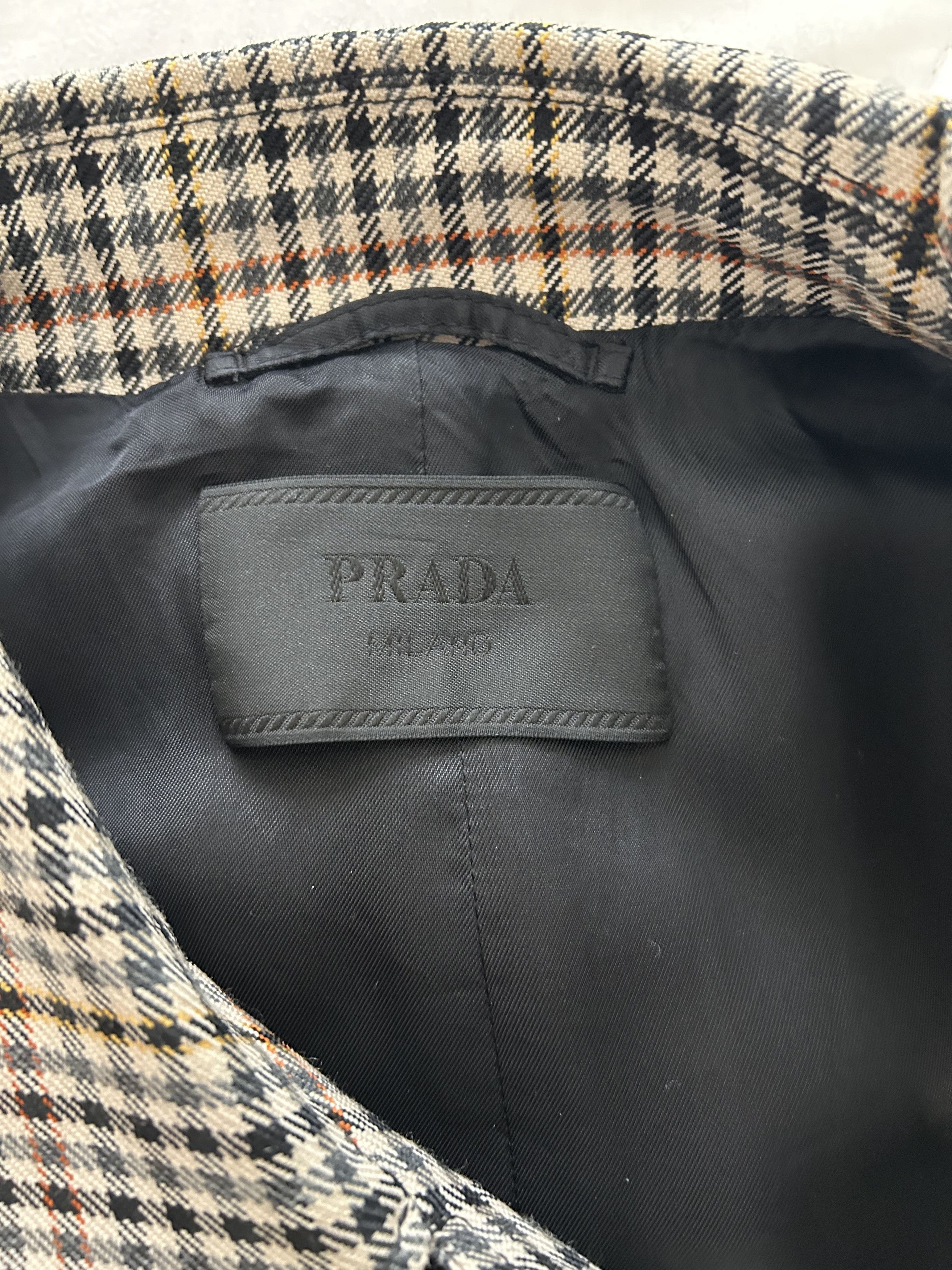 Prada PRADA Tan Check Car Coat In F0040 Carme Size US M / EU 48-50 / 2 - 2 Thumbnail
