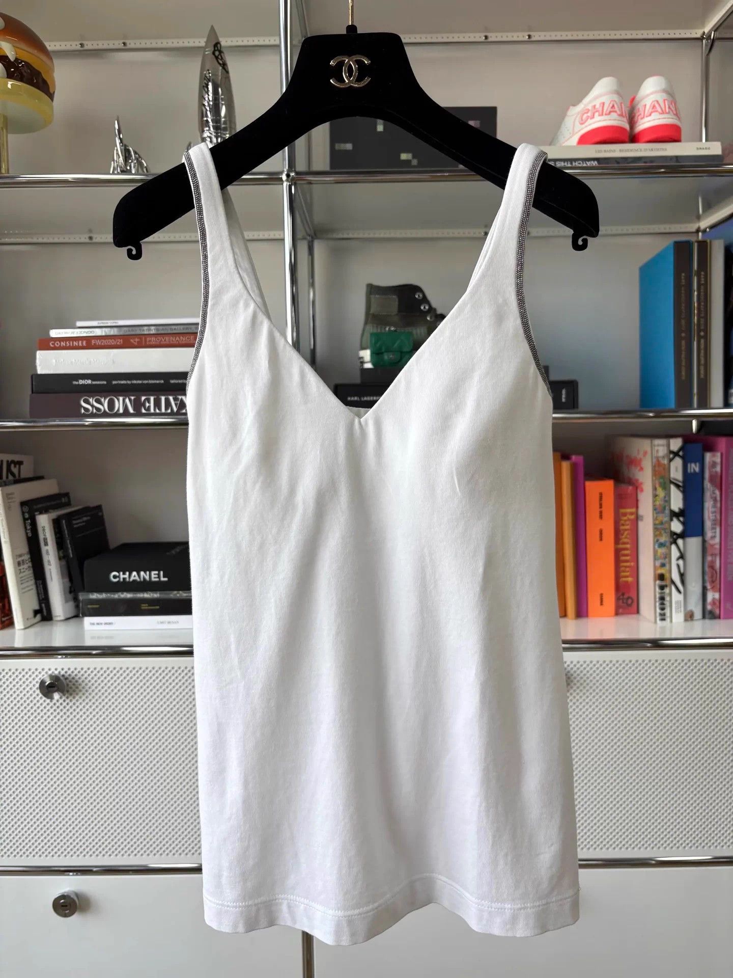 Brunello Cucinelli BC White Beaded Cami Top Size S Size S / US 4 / IT 40 - 1 Thumbnail