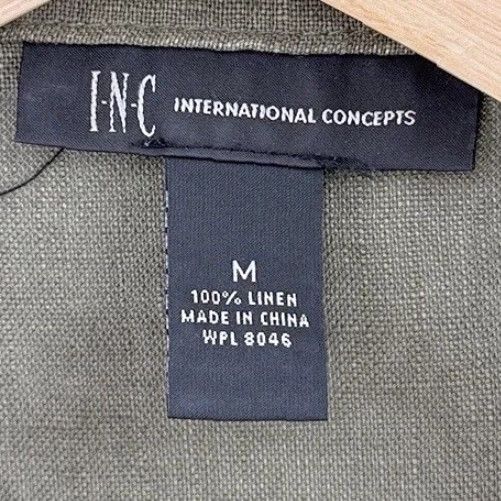 Vintage INC International Concepts Jacket Military Linen Green 100% Linen M Zip Pockets Collared Solid Green Women Adult Regular Modern Style Size M / US 6-8 / IT 42-44 - 4 Thumbnail