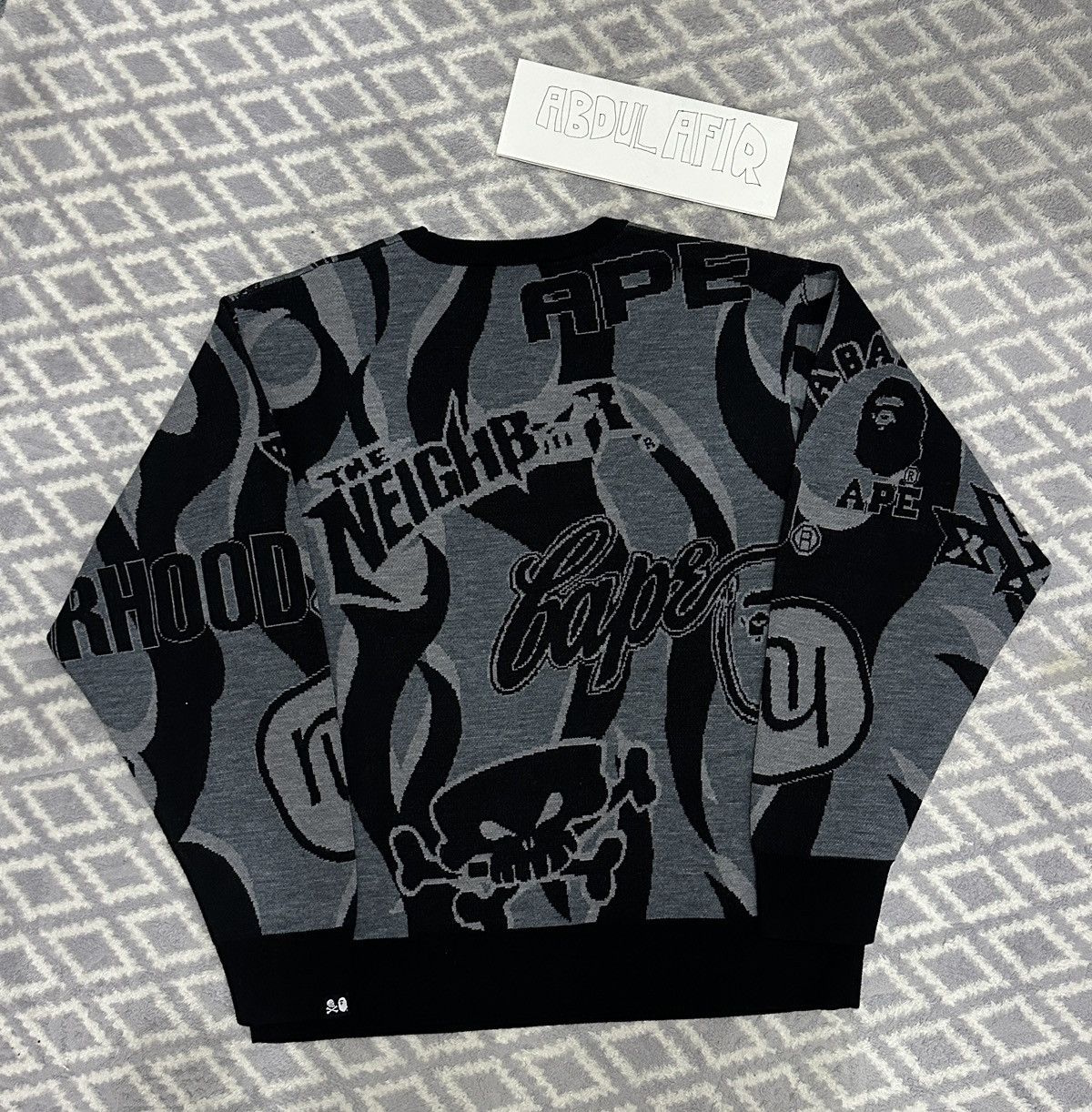 Bape × Neighborhood Bape x Neighborhood Relaxed Fit Knit Sweater Size US L / EU 52-54 / 3 - 2 Thumbnail
