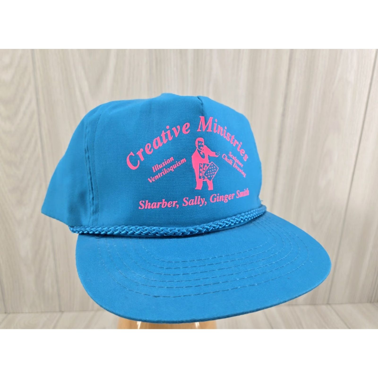 Roper VINTAGE Creative Ministries Rope Hat Trucker Hat Teal Illusion Ventriloquism Blue One Size Men Mens Size ONE SIZE - 2 Thumbnail