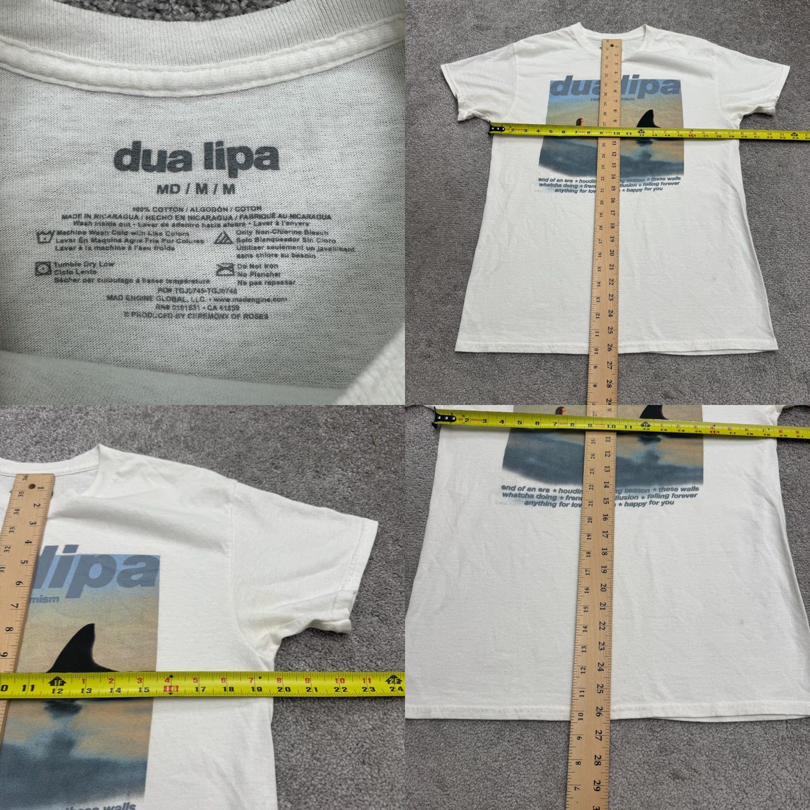 Vintage Dua Lipa T-Shirt Adult Medium White Graphic Tee Tour Concert Music Fan Apparel Size M / US 6-8 / IT 42-44 - 8 Thumbnail