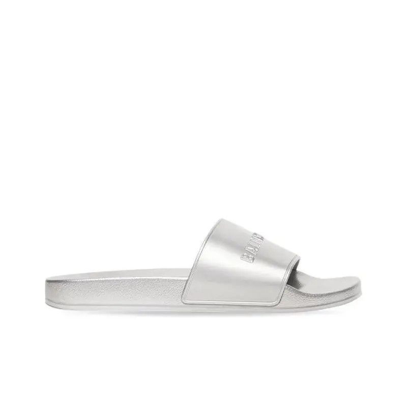 Balenciaga o1w1db11125 Pool Slide Sandals Metallic in Silver Size US 13 / EU 46 - 1 Thumbnail