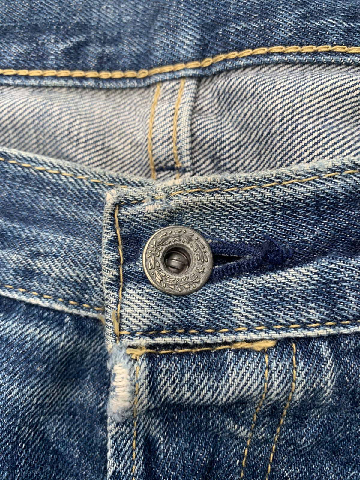 Jean × Kamakura Kamakura Red Button Fly Japanese Selvedge Distressed Denim🎌 Size US 33 - 14 Thumbnail