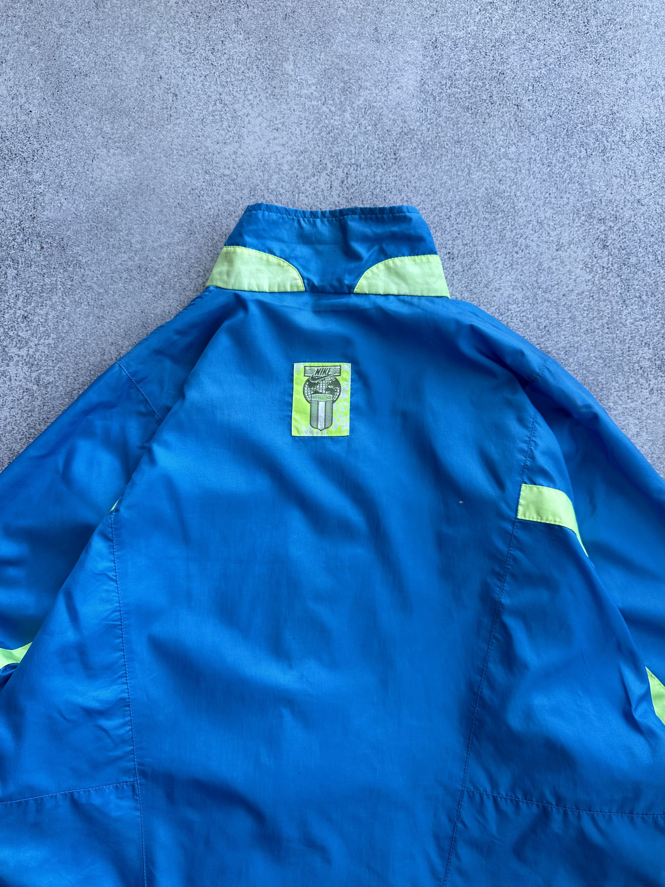Nike × Vintage Nike International Vintage Nylon Blue Track Jacket Rare 90s Size US M / EU 48-50 / 2 - 13 Thumbnail