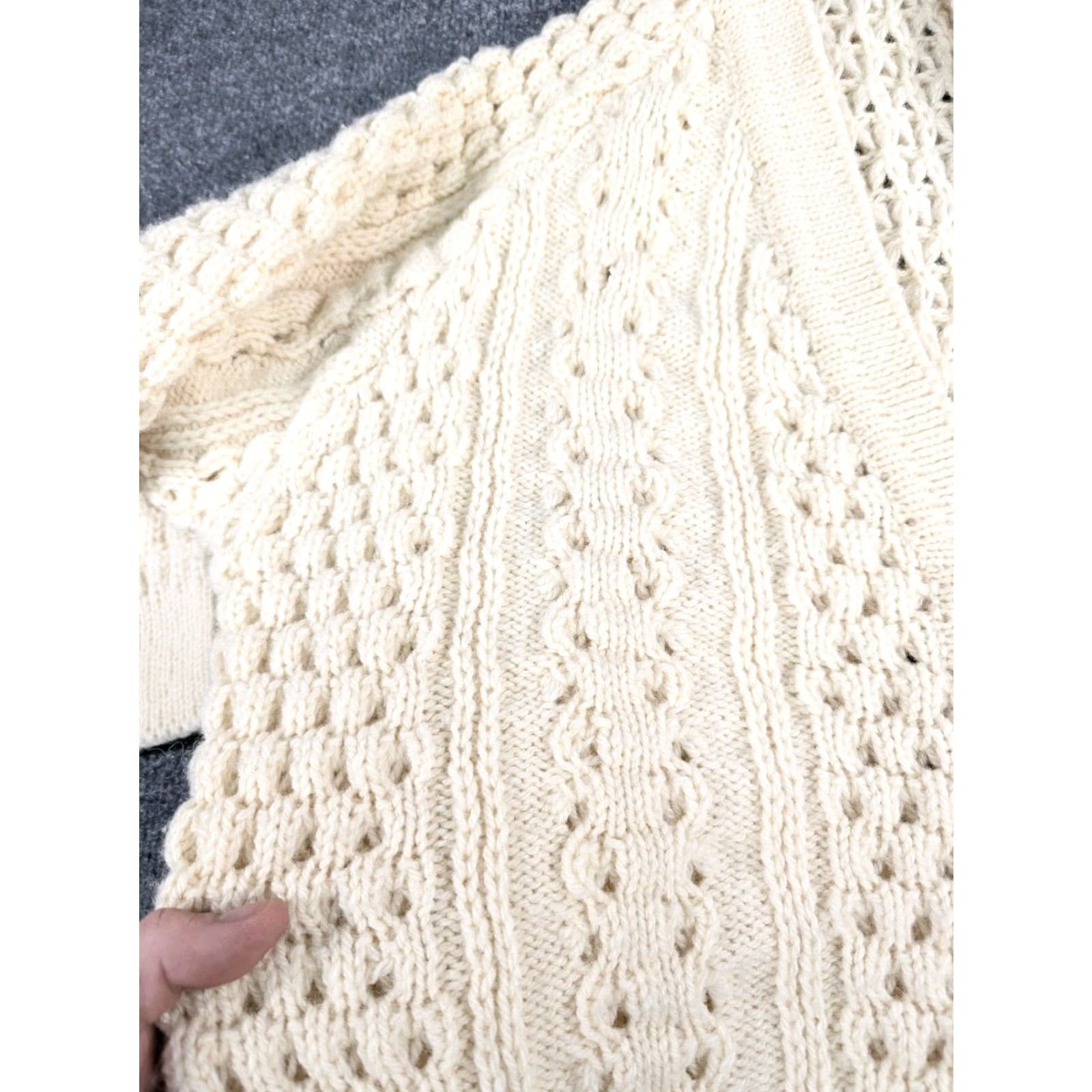 Vintage VTG 1960s Cable Knit Cardigan Fisherman A.S. Cooper Ireland Wool Size M Beige Size M / US 6-8 / IT 42-44 - 3 Thumbnail