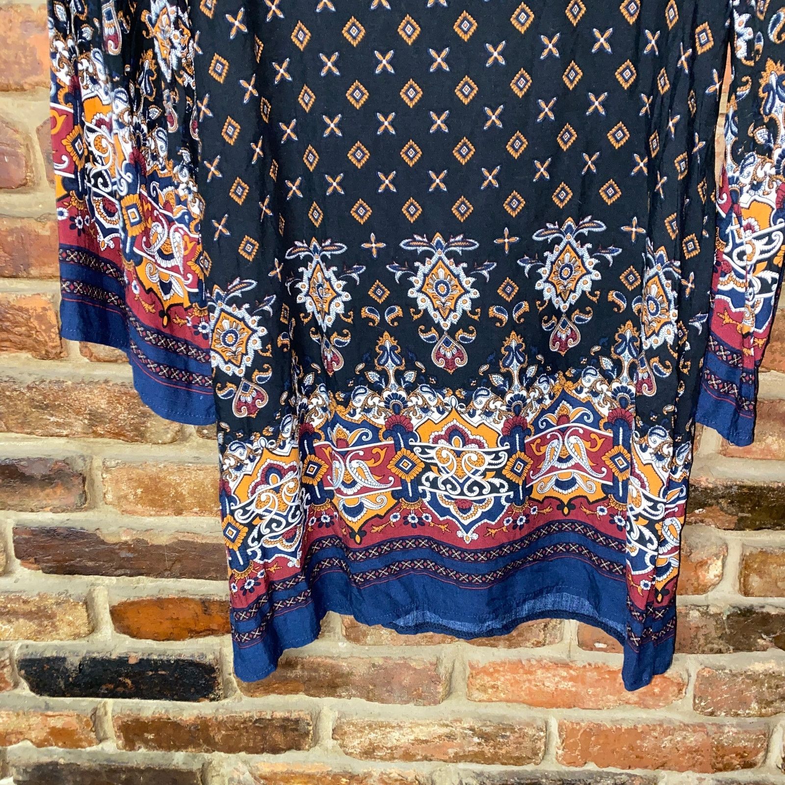Other Risesun Black Printed Long Sleeve Mini Shift Dress Small Size S / US 4 / IT 40 - 3 Thumbnail