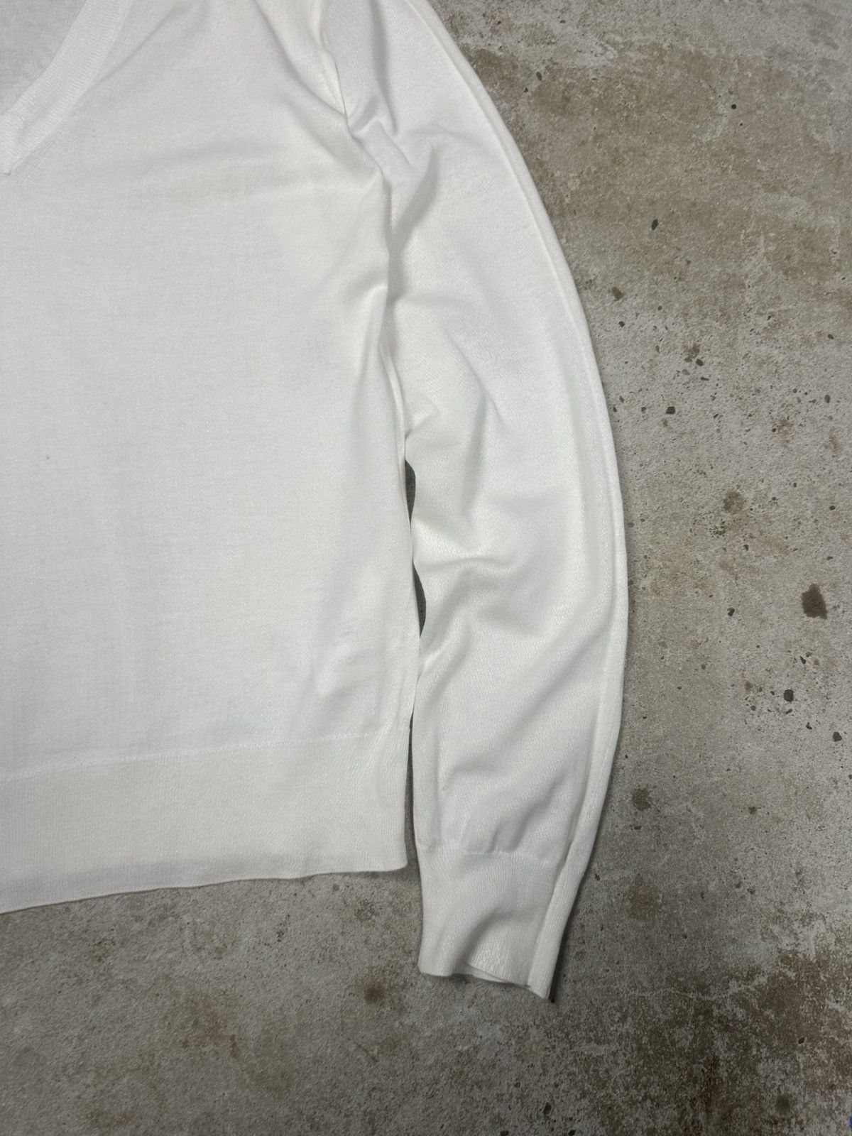 Dolce & Gabbana Dolce & Gabbana White V Neck Sweater Cotton Knit Jumper Size L / US 10 / IT 46 - 5 Thumbnail