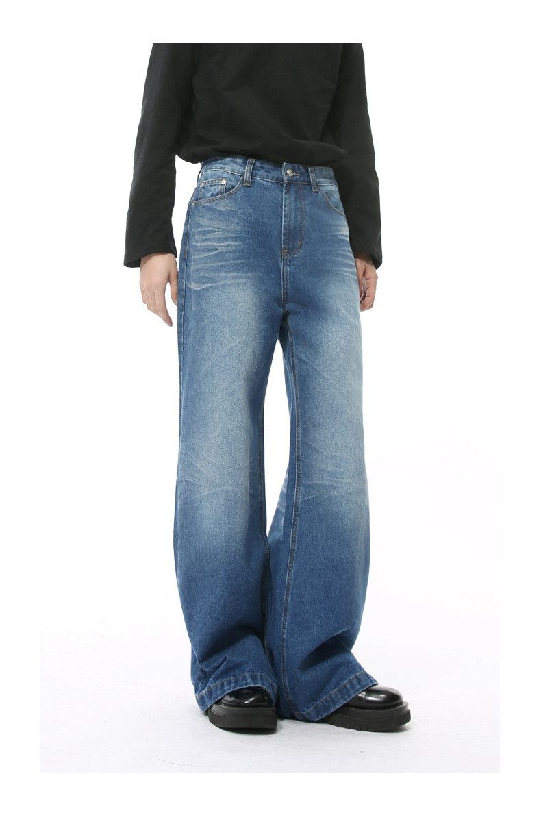 Japanese Brand × Jean Japanese whisker washed high street straight loose jeans Size US 32 / EU 48 - 2 Thumbnail