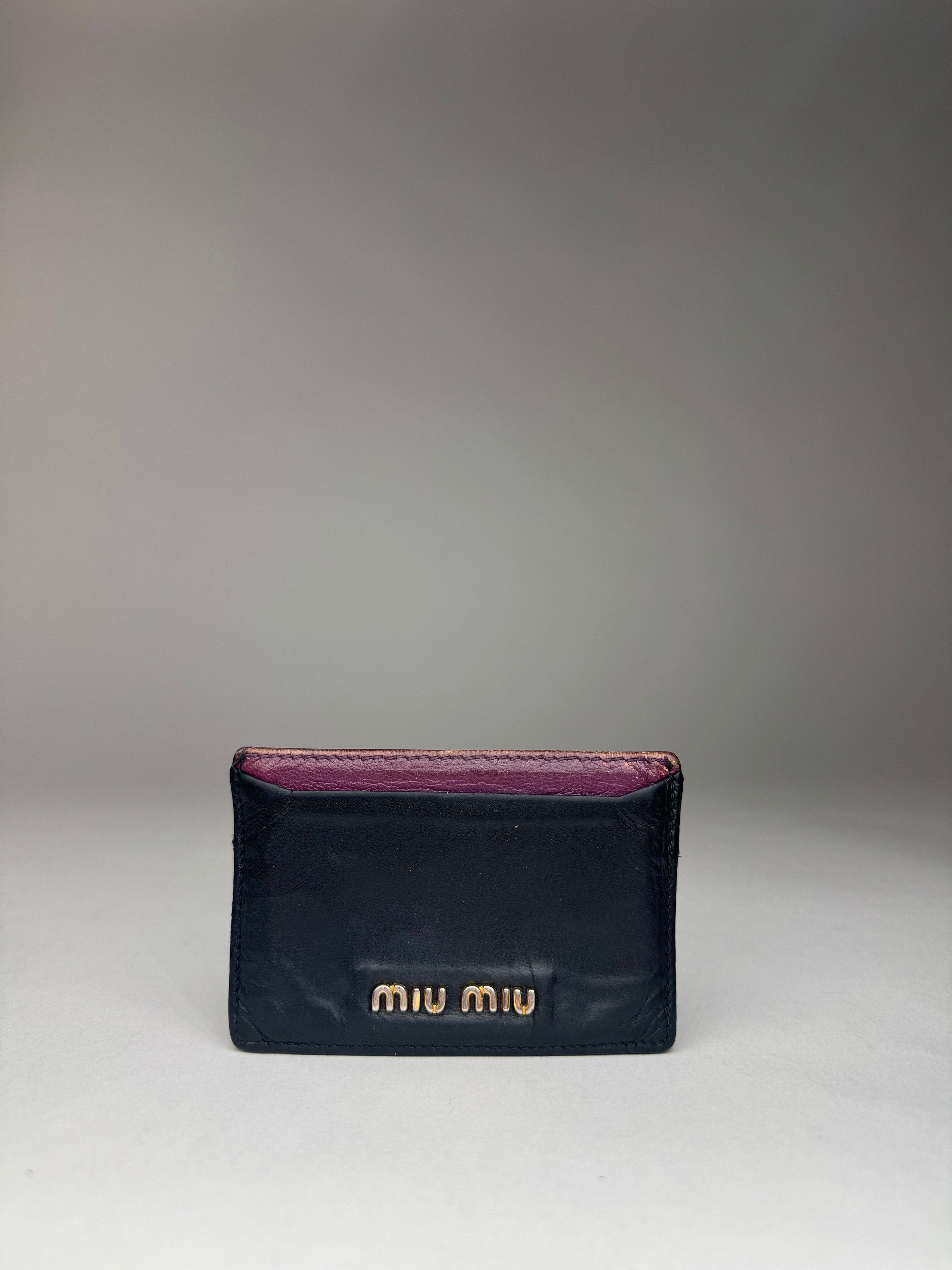 Miu Miu Vintage Leather Card Holder Black Purple Size ONE SIZE - 1 Thumbnail