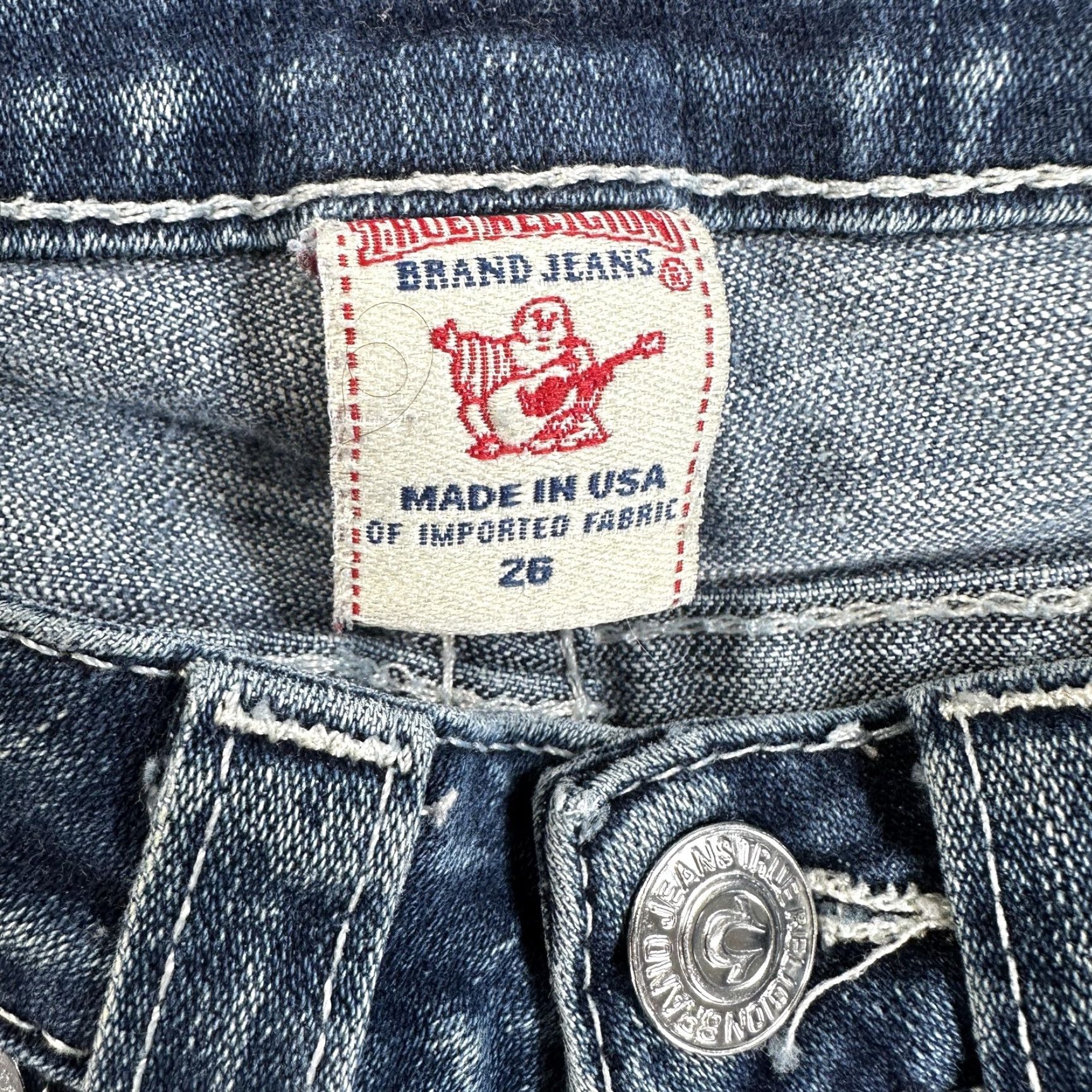 True Religion VINTAGE? No, actually not vintage. True Religion World Tour Jeans Womens 26 Blue Low Rise Straight Flap Pockets USA Size 26" / US 2 / IT 38 - 2 Thumbnail