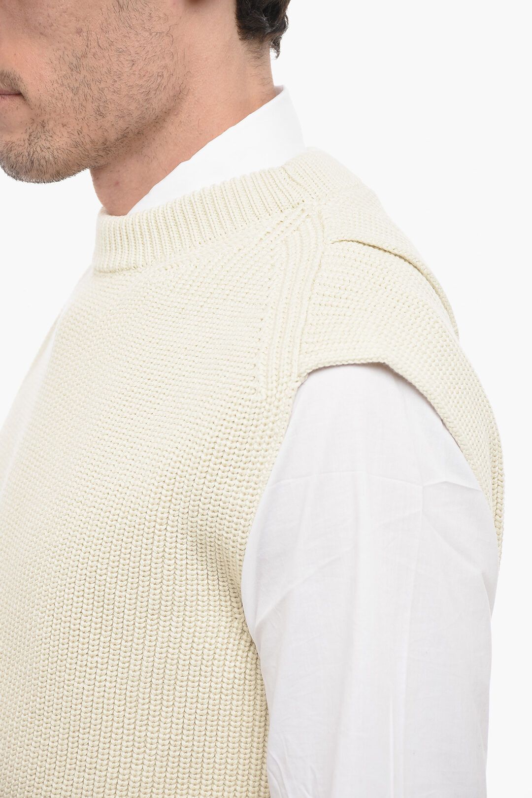 Jil Sander og1mm0625 Knitted Vest in Beige Size US M / EU 48-50 / 2 - 3 Thumbnail