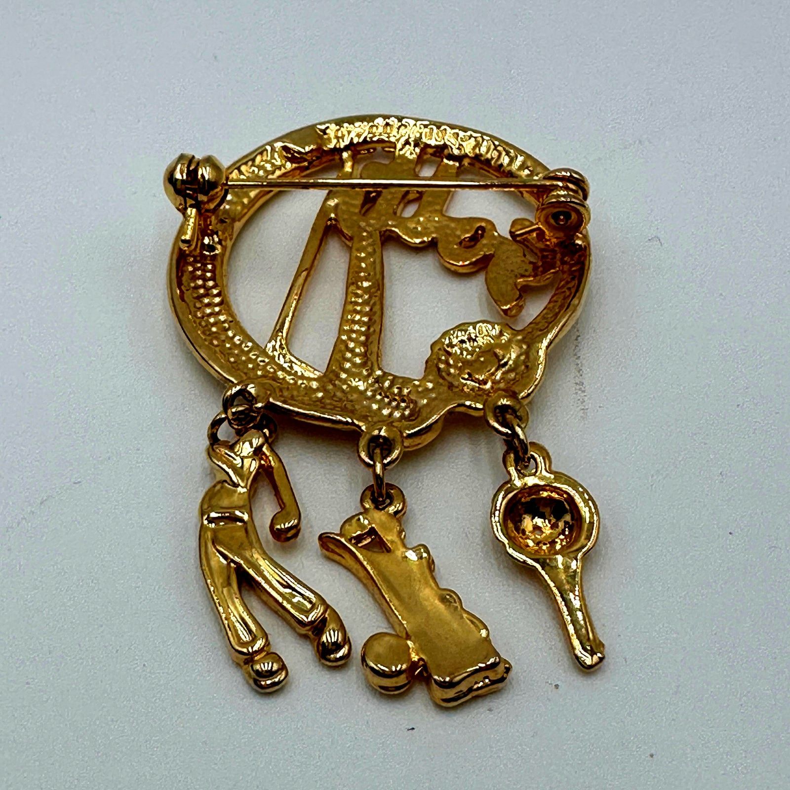 & Other Stories VTG Golf Brooch Dangling Charms Gold Tone Club Ball Golf Bag Size ONE SIZE - 5 Thumbnail