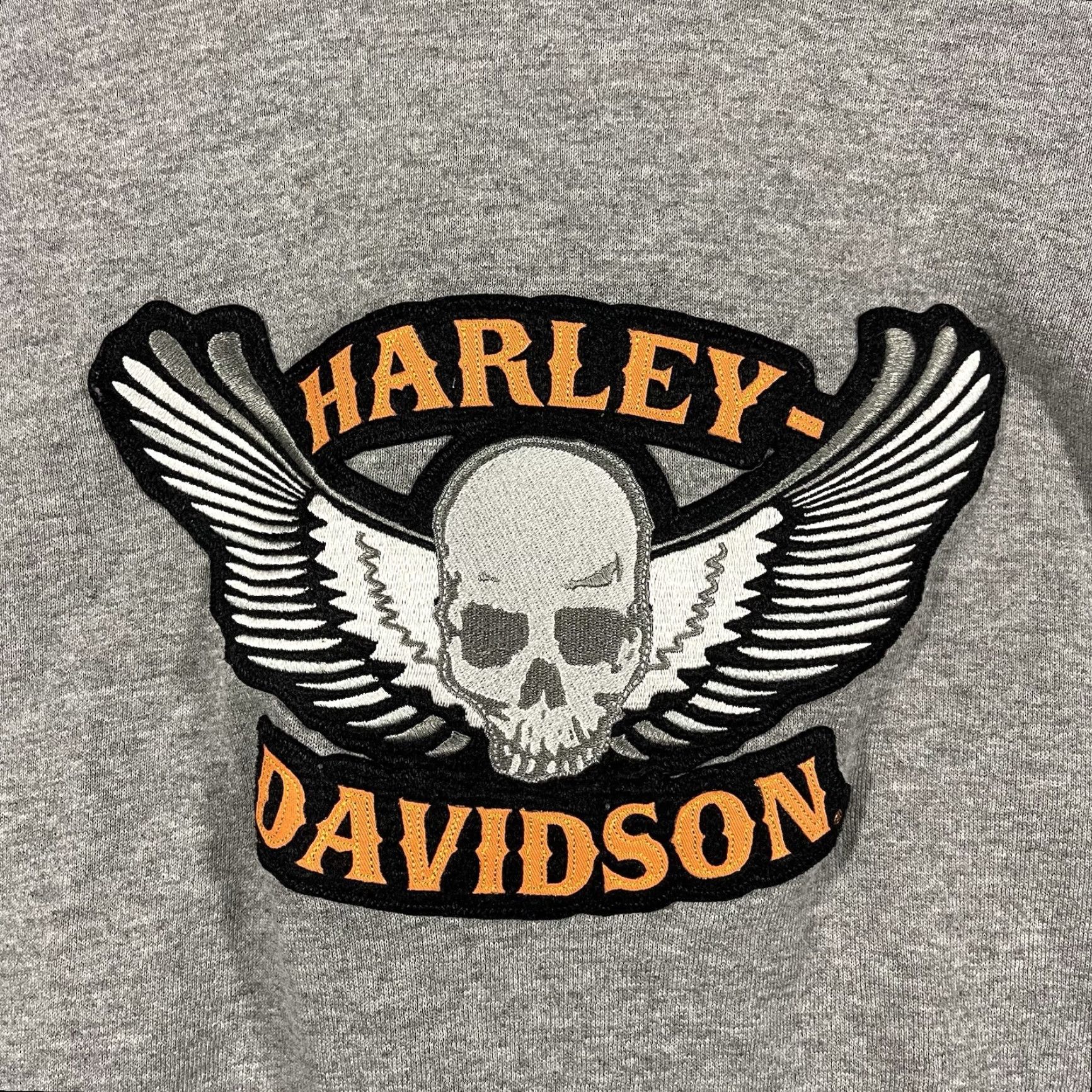 Harley Davidson VINTAGE Harley-Davidson Hoodie Mens 2XL Gray Skull Eagle Wings Biker 90s Y2K Shirt Size US XXL / EU 58 / 5 - 2 Thumbnail