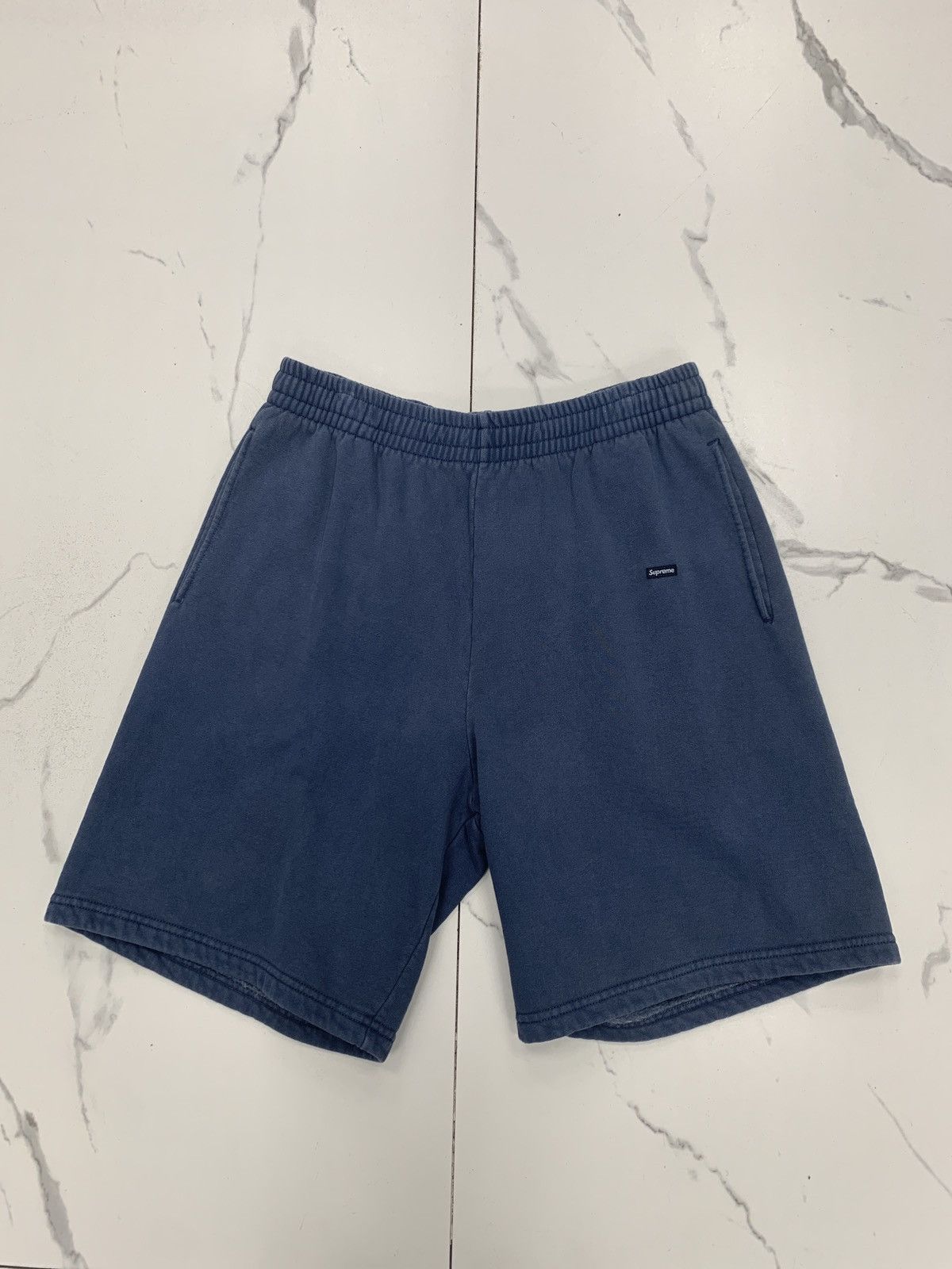 Supreme Supreme Overdyed Small Box Sweatshort "Dark Slate" Size US 32 / EU 48 - 1 Thumbnail
