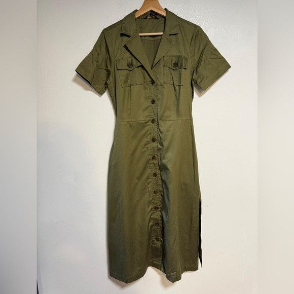 Brooks Brothers Green Button-Down Shirt Dress Sz 6