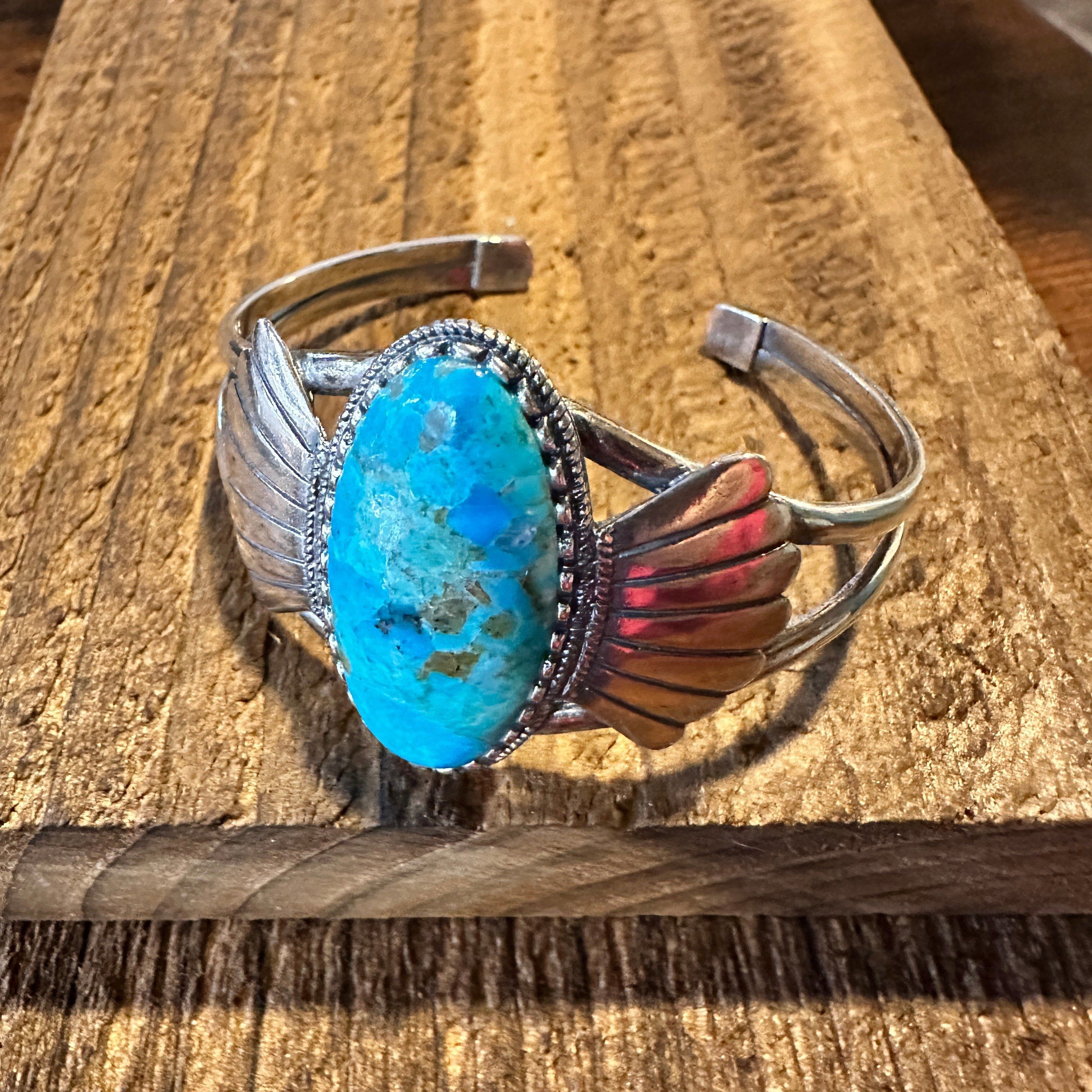 Other Native American Turquoise Winged Abedabun Sterling Silver Cu Size ONE SIZE - 4 Thumbnail