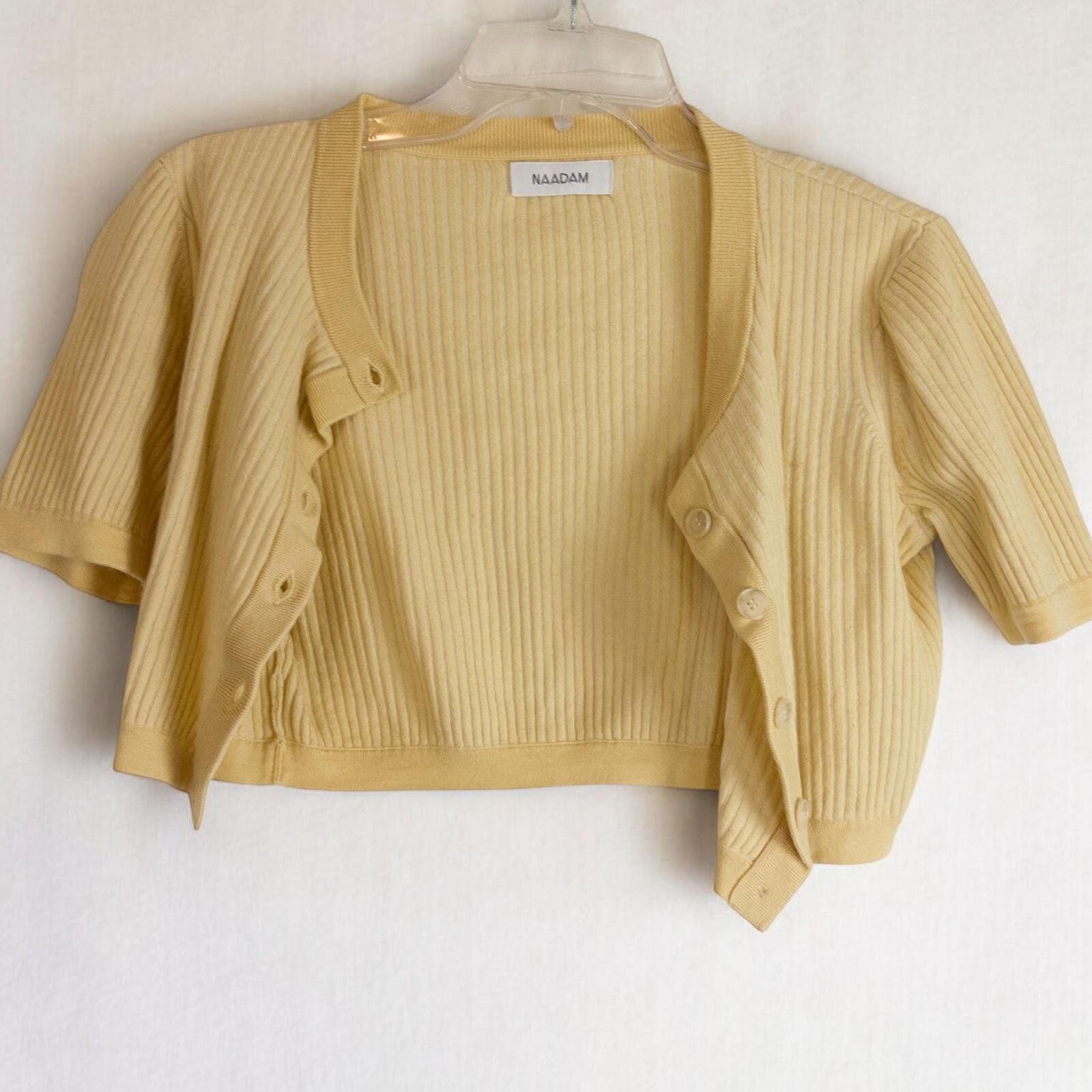 NAADAM Naadam Yellow Cropped Cardigan Top Womens Medium Size M / US 6-8 / IT 42-44 - 4 Thumbnail