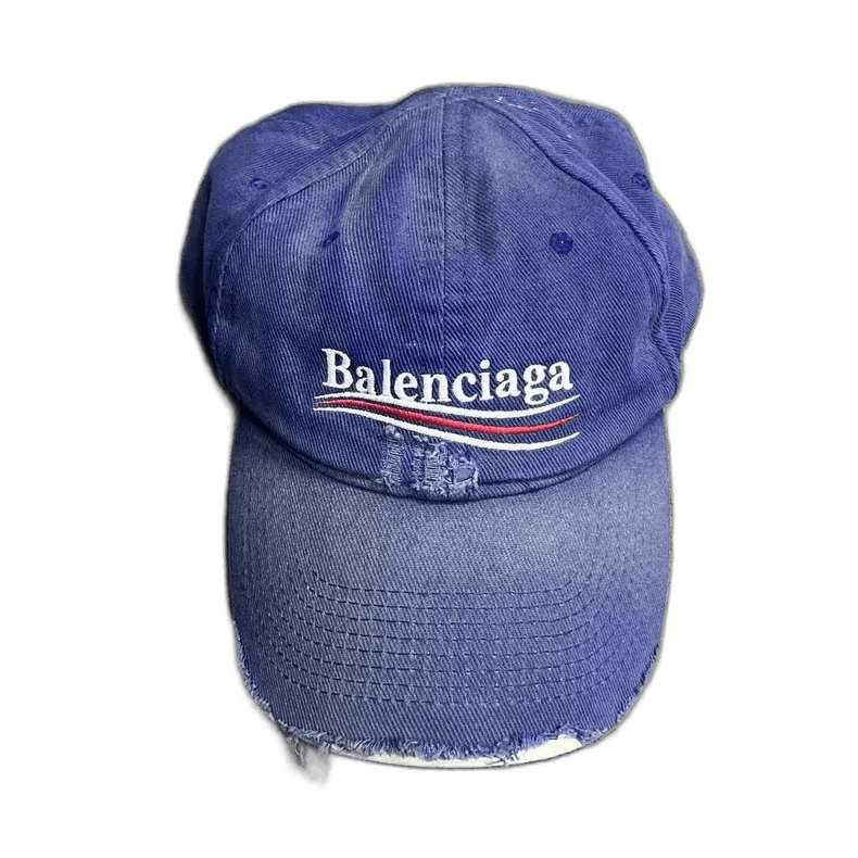 Balenciaga Balenciaga Blue Distressed Logo Baseball Cap Size ONE SIZE - 1 Thumbnail