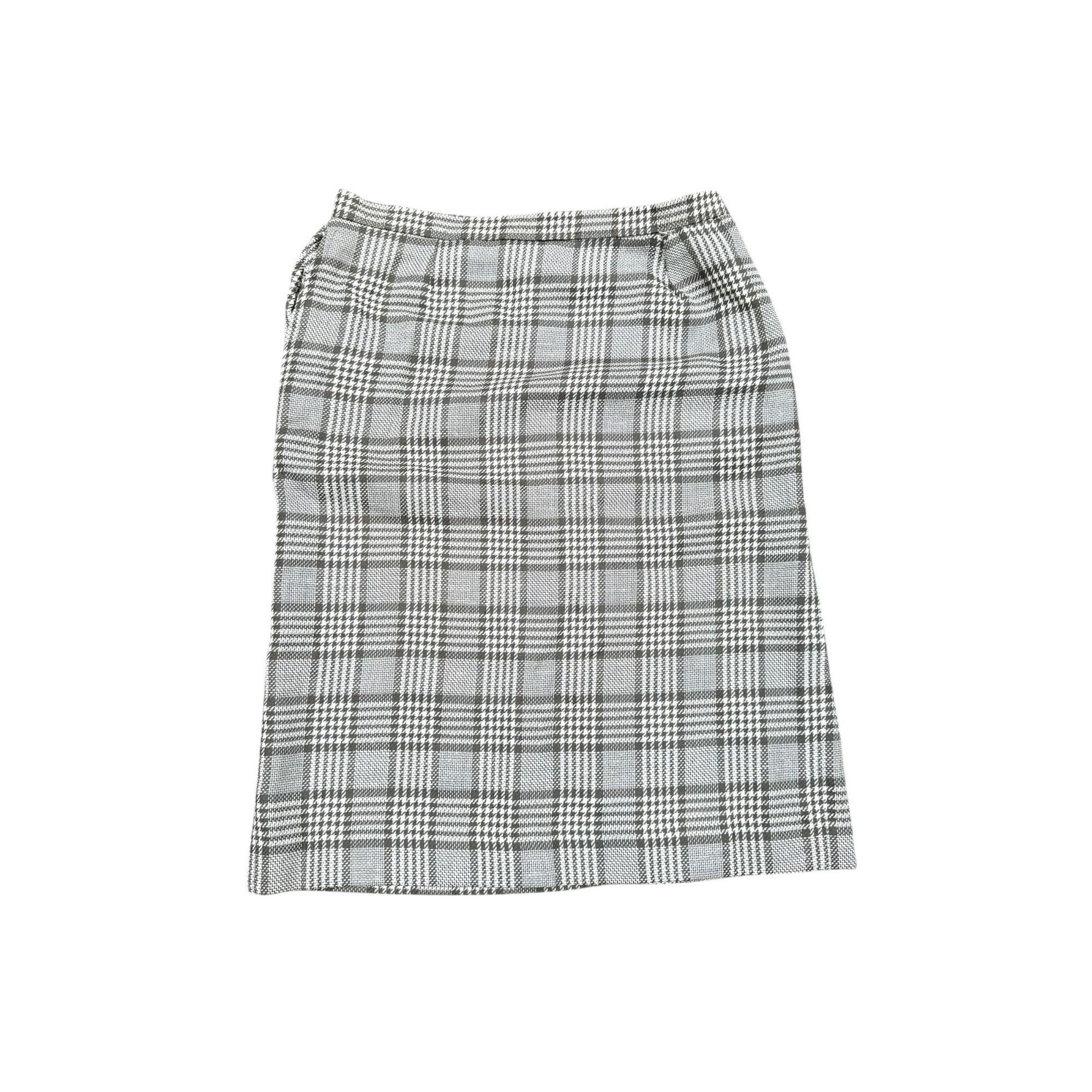 Yves Saint Laurent Brown Beige Checkered Skirt Suit Size L / US 10 / IT 46 - 4 Thumbnail
