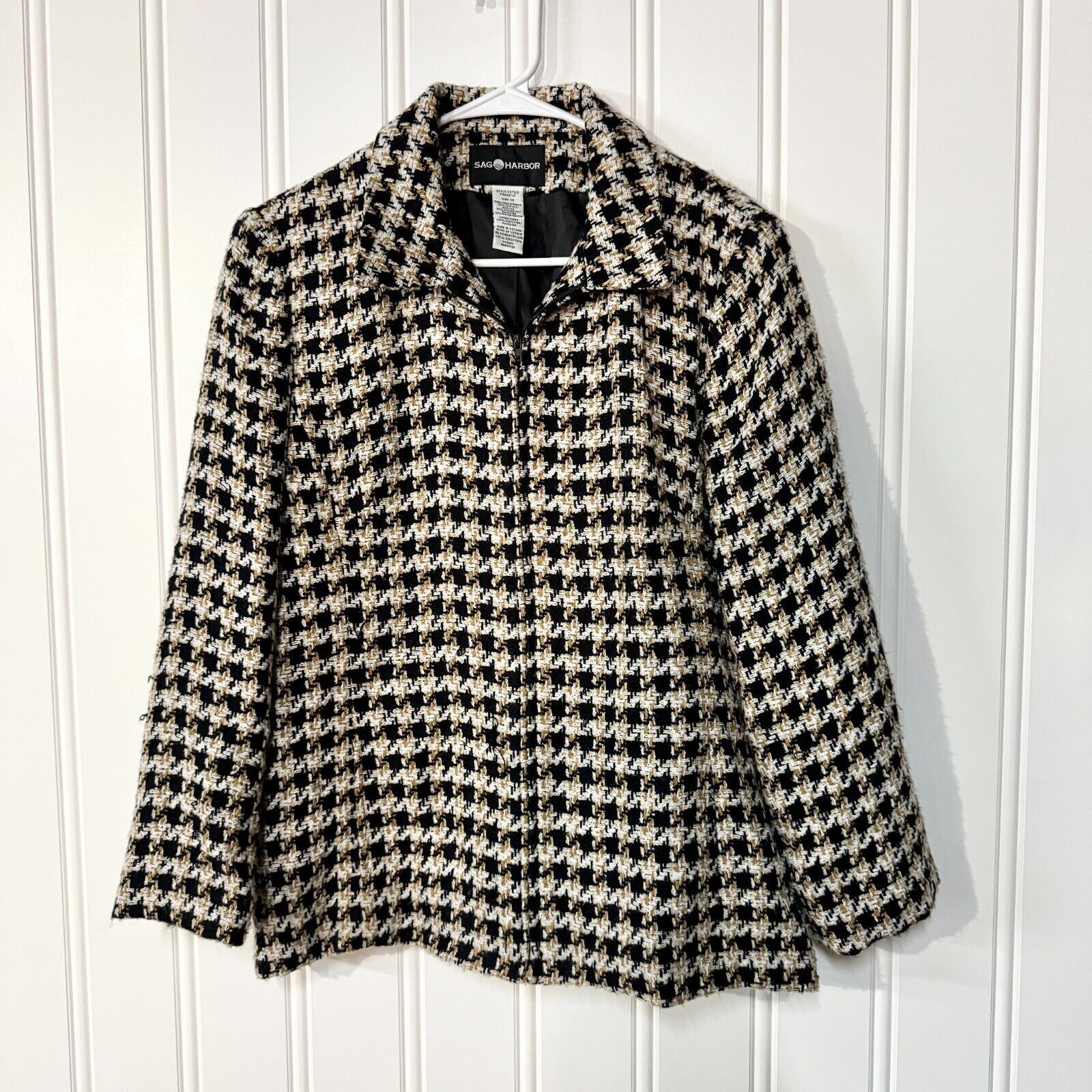 Vintage Vintage Sag Harbor Plaid Knit Black Full Zip Jacket Size 12 Size XL / US 12-14 / IT 48-50 - 1 Thumbnail