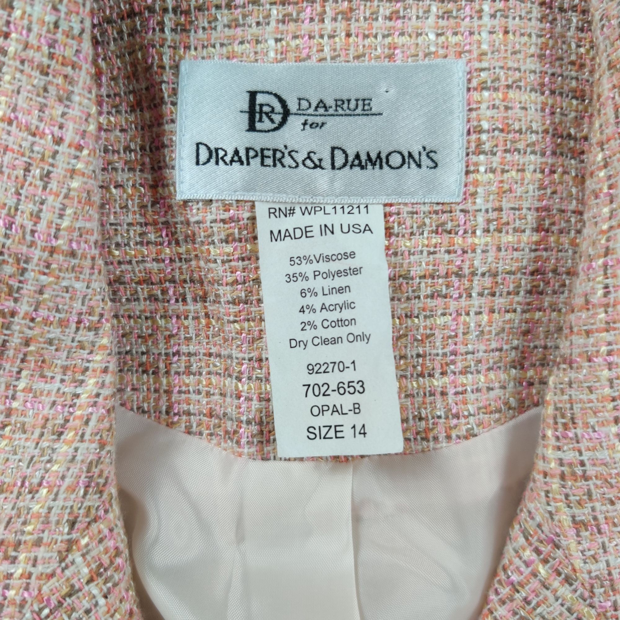 Vintage Da Rue 14 womens blazer vintage pastel tweed structured powe Size XL / US 12-14 / IT 48-50 - 5 Thumbnail