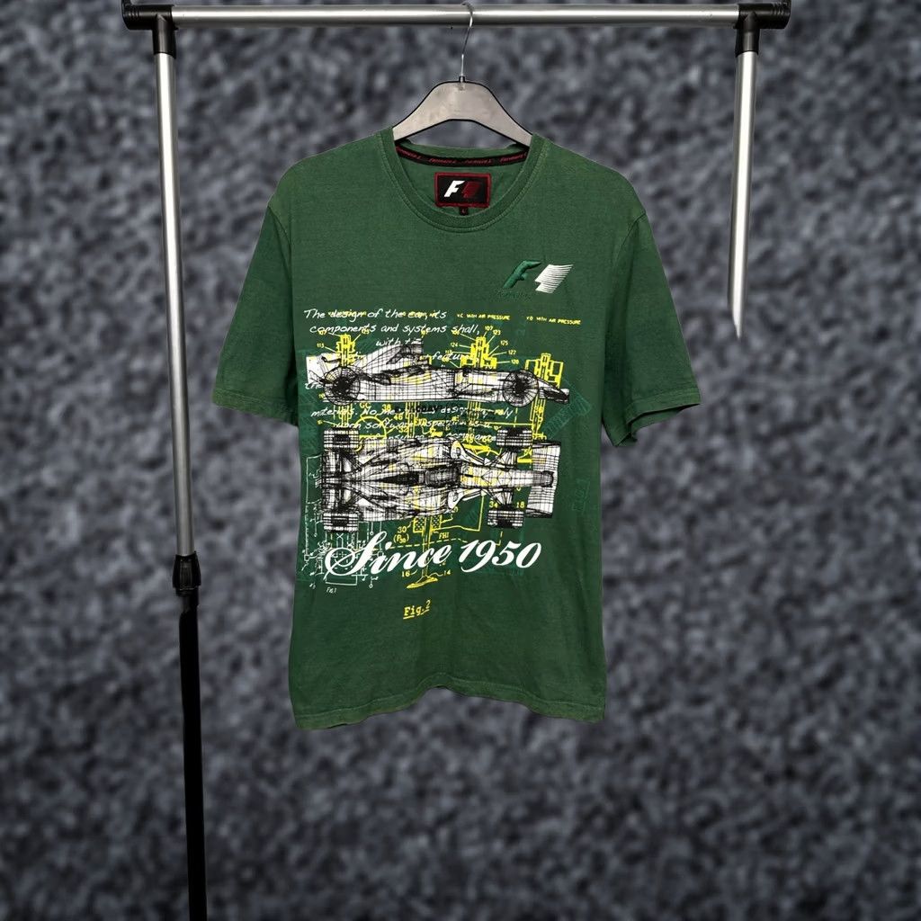 Vintage Formula 1 Vintage Mens T-Shirt Size L Green Crew Neck Short Sleeve Cotton Graphic Print Shirts Mens Size US L / EU 52-54 / 3 - 1 Thumbnail