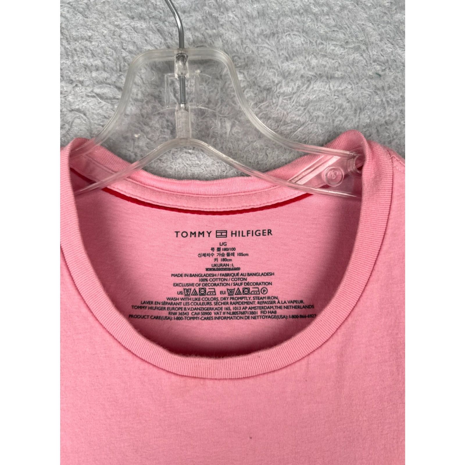 Tommy Hilfiger Tommy Hilfiger Shirt Adult Large Pink Crew Neck Short Sleeve 100% Cotton Logo Embroidered Men's T-Shirt Size US L / EU 52-54 / 3 - 7 Thumbnail