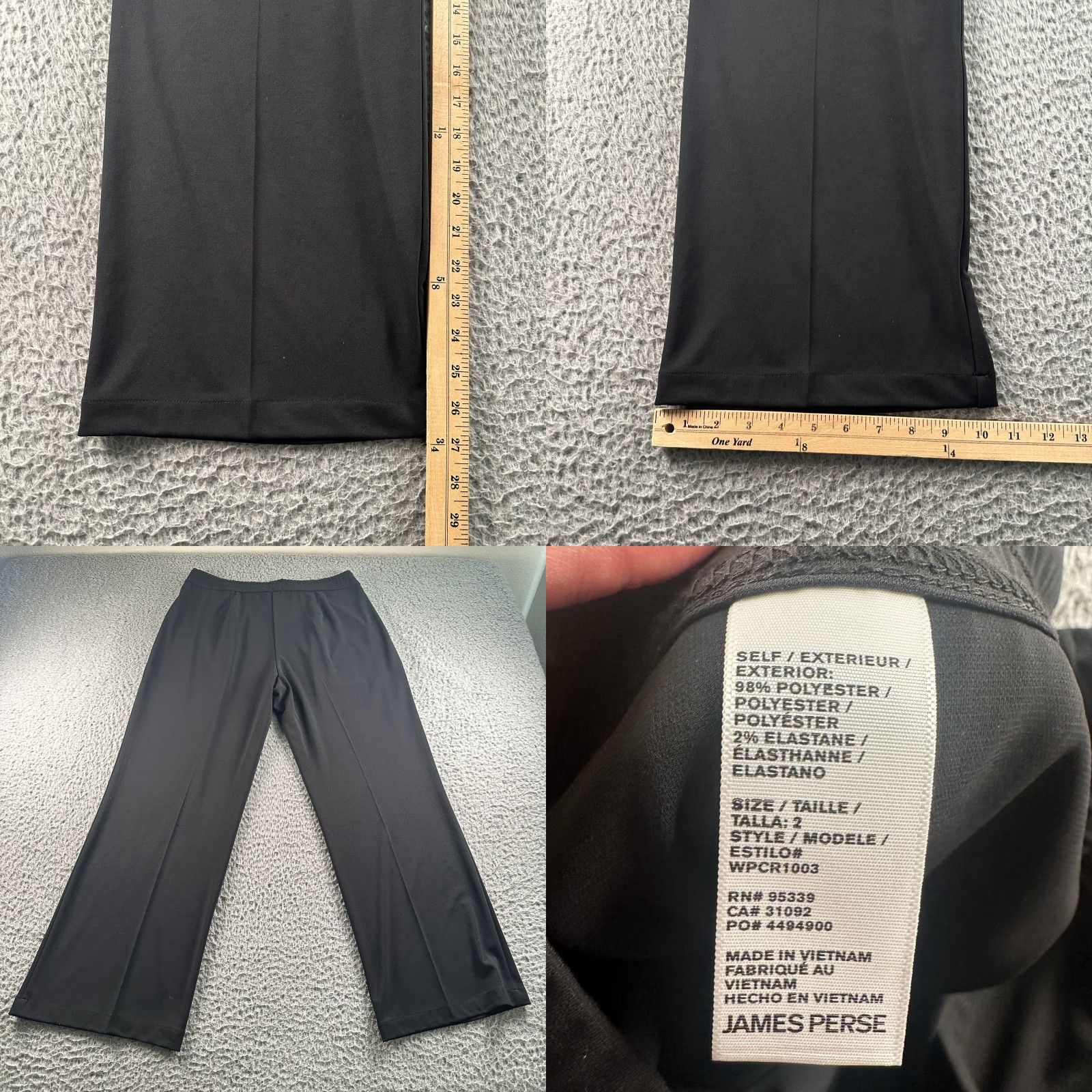 James Perse James Perse Pants Womens 2 Wide Leg Pull On Black Stretch Tailored Size 26" / US 2 / IT 38 - 8 Thumbnail