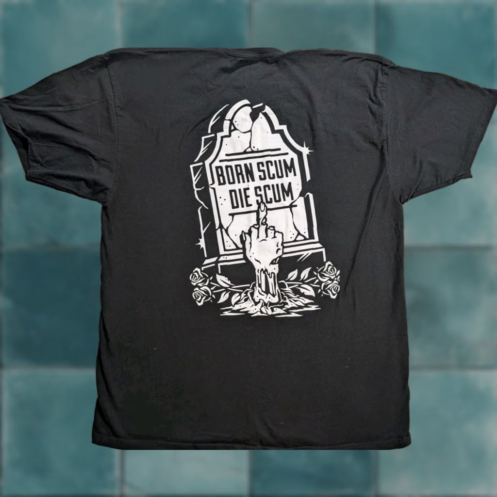 Born Born Scum T-Shirt Men 3XL Black Double-Sided Printed In The USA Graphic Print Crew Neck Short Sleeve Vintage? Size US XXL / EU 58 / 5 - 1 Thumbnail