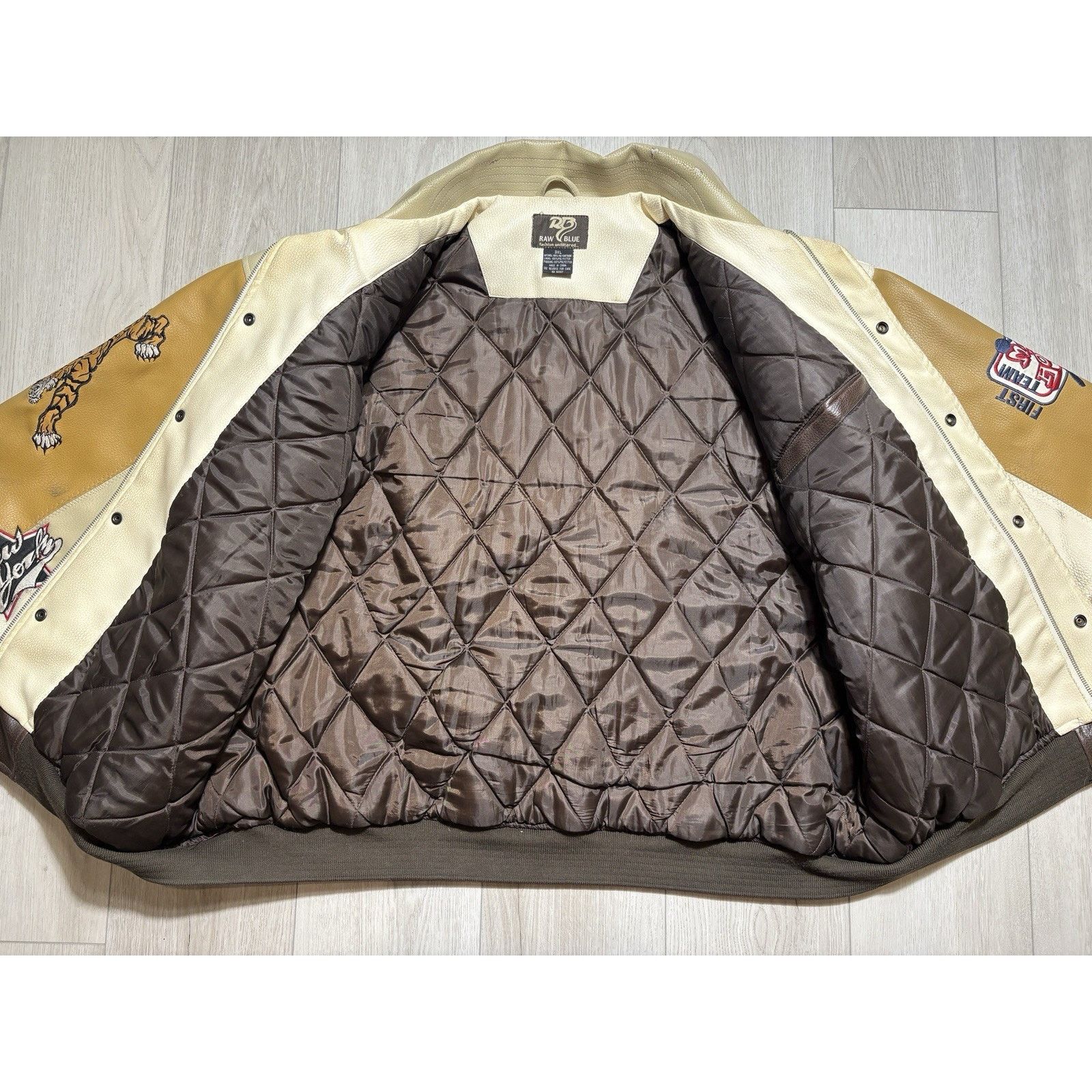 Other Raw Blue Patchwork Varsity Jacket Mens 3XL Basketball Y2K Size US XXL / EU 58 / 5 - 9 Thumbnail