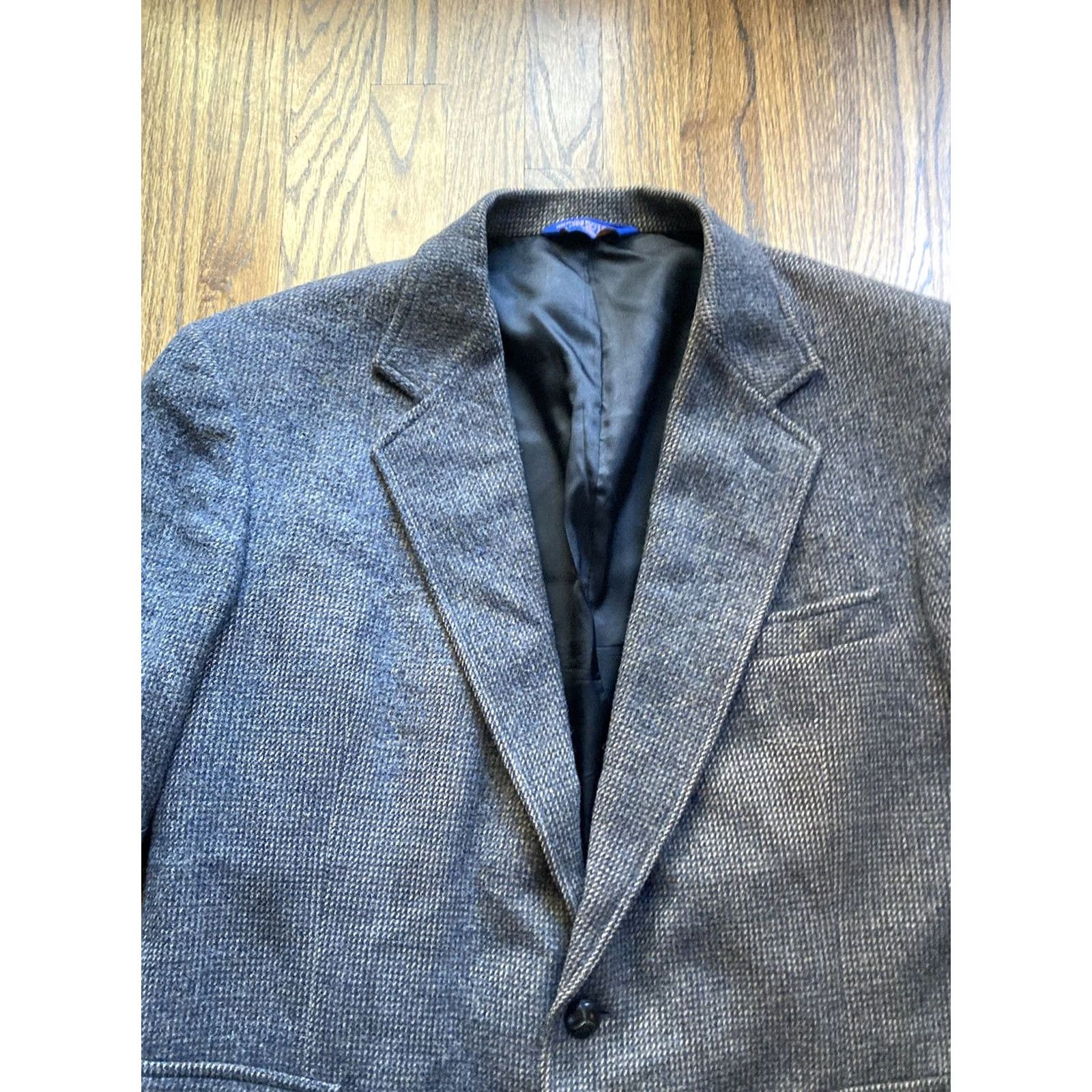 Pendleton VINTAGE Pendleton Sport Coat Jacket Men 42L Gray Wool Tweed Notch Lapel Two-Button Long Mens Size 42R - 4 Thumbnail