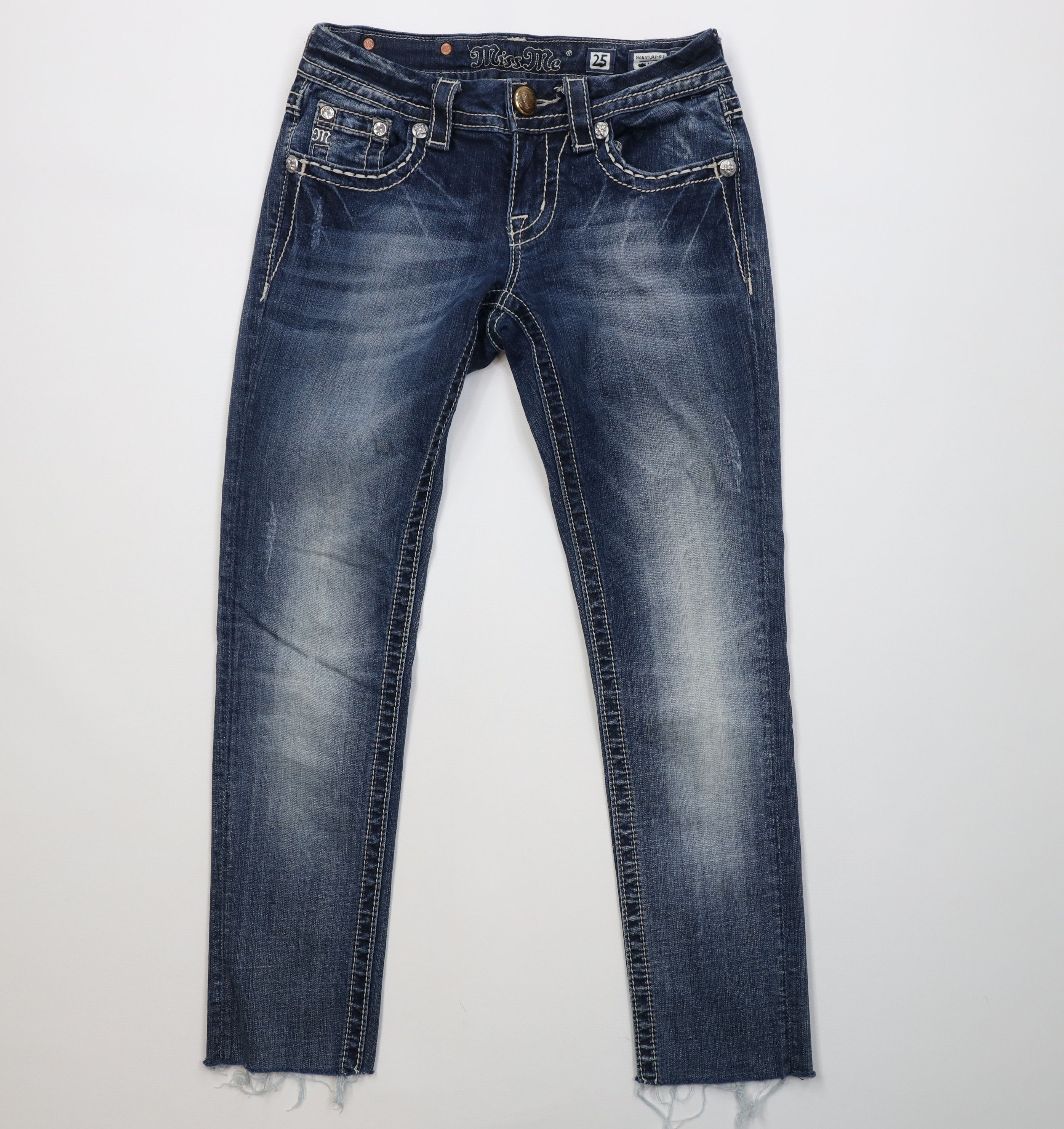 Miss Me Miss Me Bling Jeweled Signature Skinny Cropped Jeans Blue Size 25" / US 0 / IT 36 - 1 Thumbnail