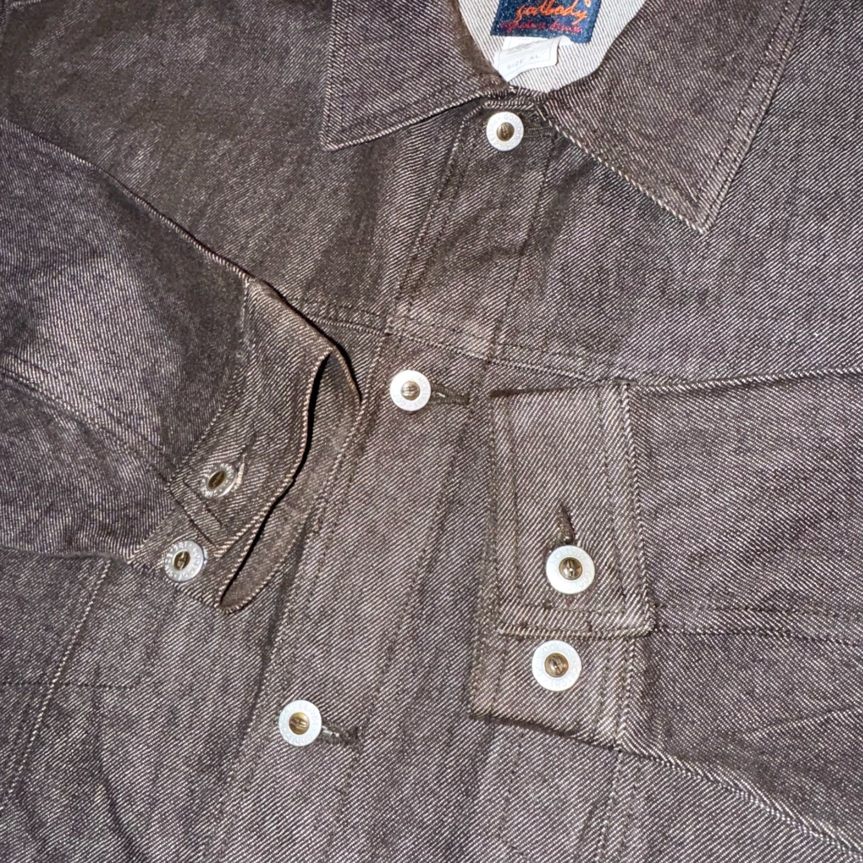 Denime GODBODY Denim Jacket & Baggy Jeans XL Brown 100% Cotton Button Up Hip Hop Men Casual Size US 36 / EU 52 - 3 Thumbnail