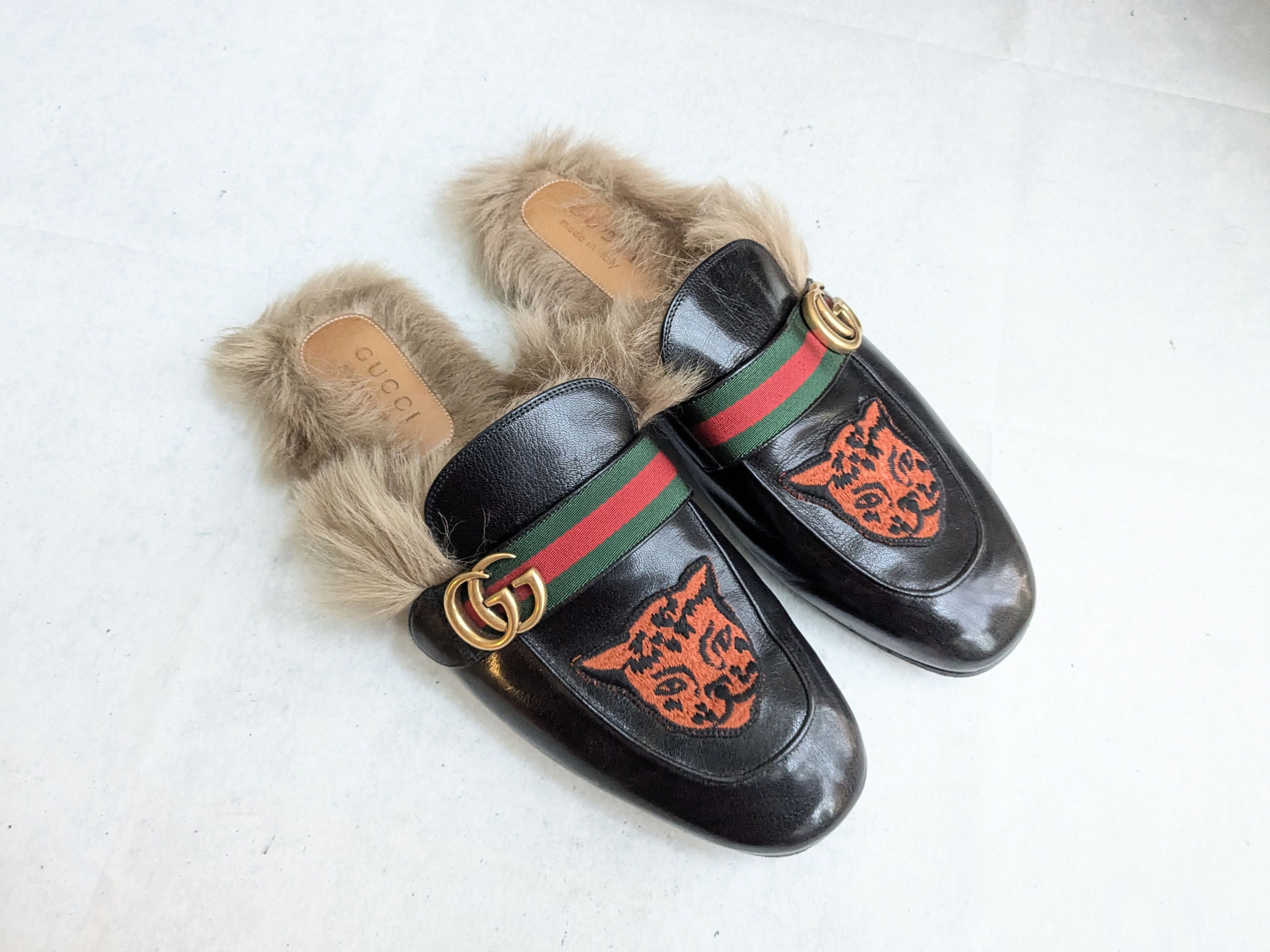 Gucci Princetown Horsebit Loafers Black Leather Fur Men US 11 Gucci Princetown Horsebit Loafers 11 Black Leather Mules Fur main image 4